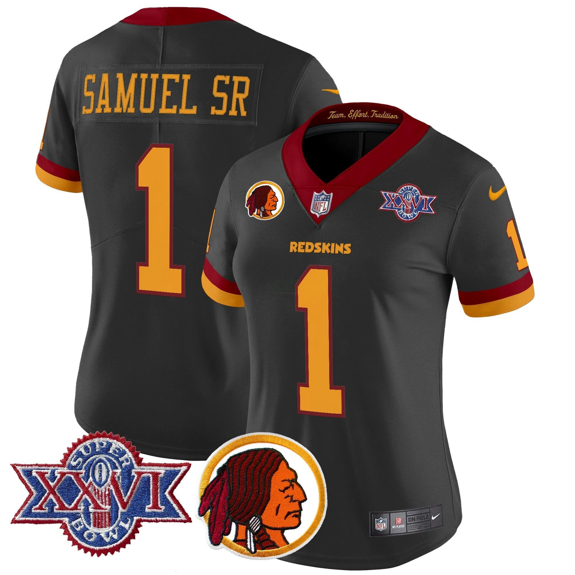 Camisa NFL Women’s Washington Redskins Throwback 1992 Super Bowl XXVI Patch Vapor Limited Jersey V2