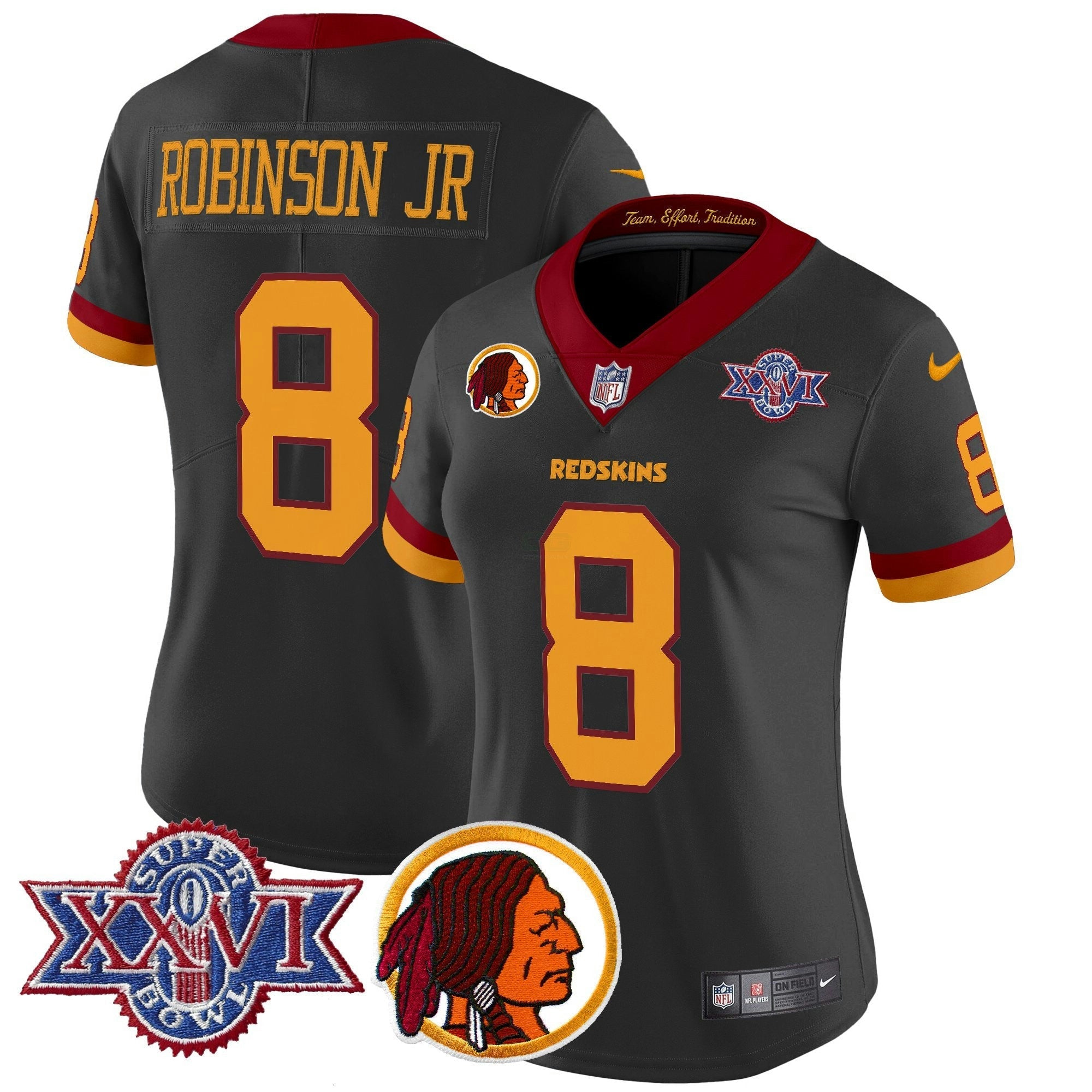 Camisa NFL Women’s Washington Redskins Throwback 1992 Super Bowl XXVI Patch Vapor Limited Jersey V2