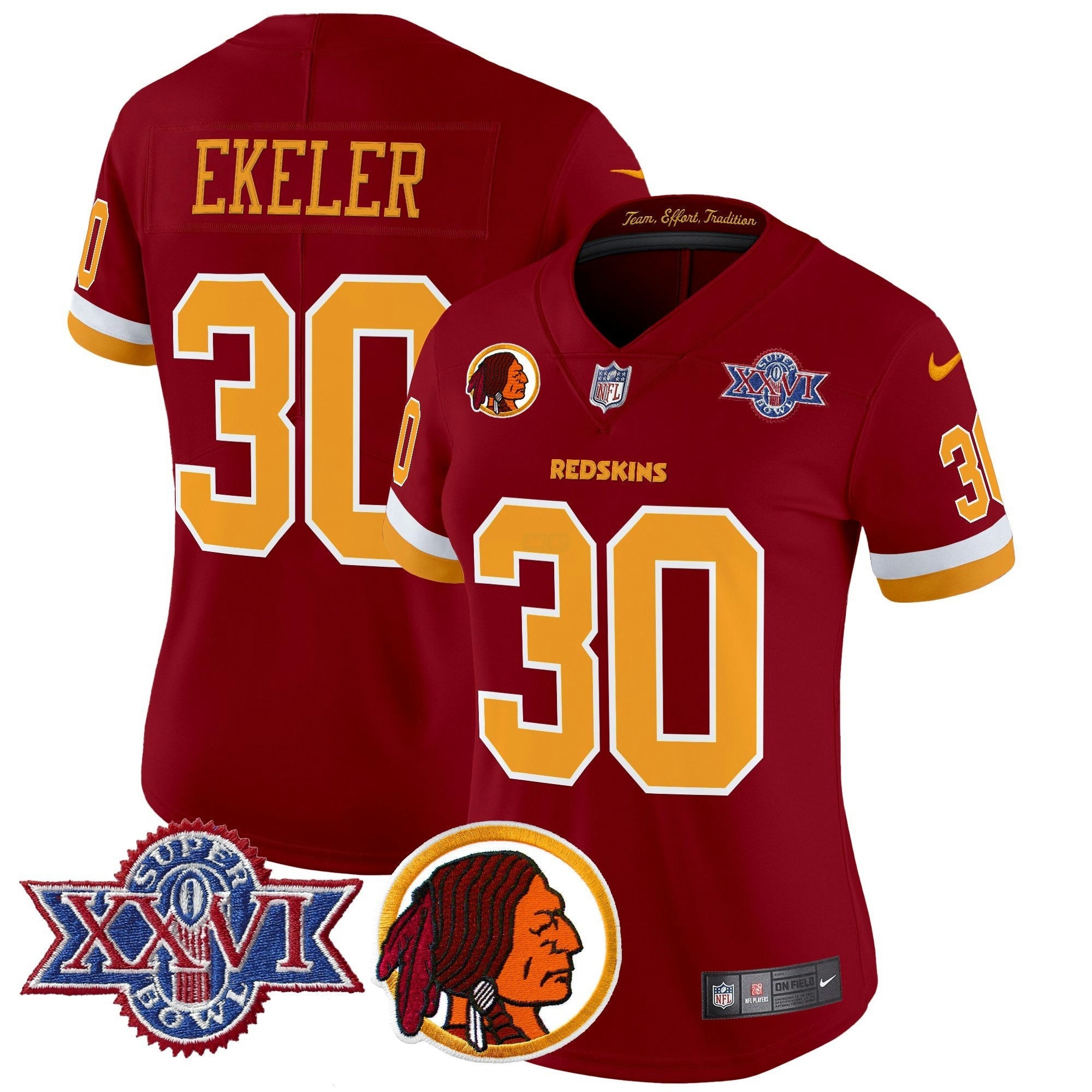 Camisa NFL Women’s Washington Redskins Throwback 1992 Super Bowl XXVI Patch Vapor Limited Jersey V2