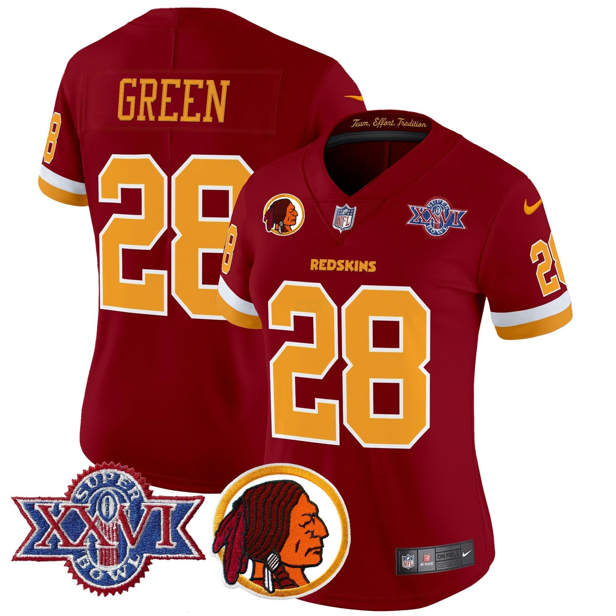 Camisa NFL Women’s Washington Redskins Throwback 1992 Super Bowl XXVI Patch Vapor Limited Jersey V2