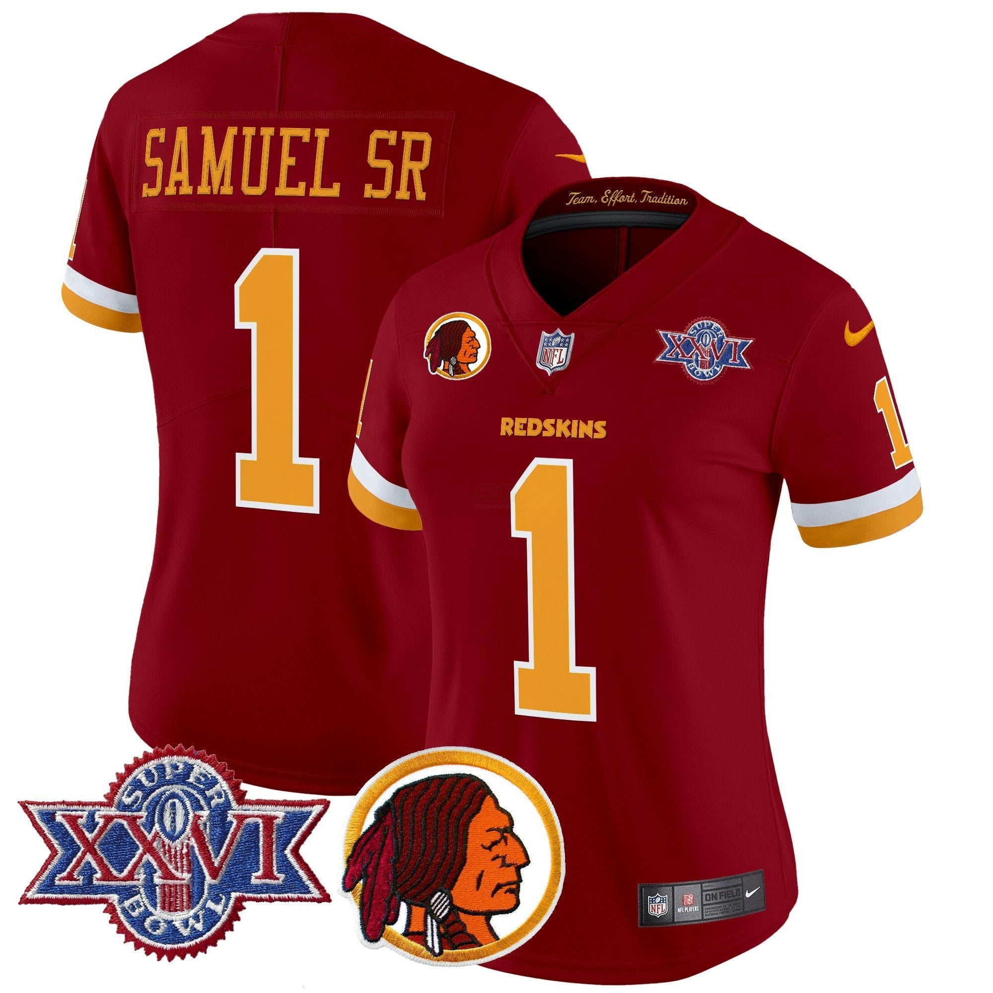 Camisa NFL Women’s Washington Redskins Throwback 1992 Super Bowl XXVI Patch Vapor Limited Jersey V2
