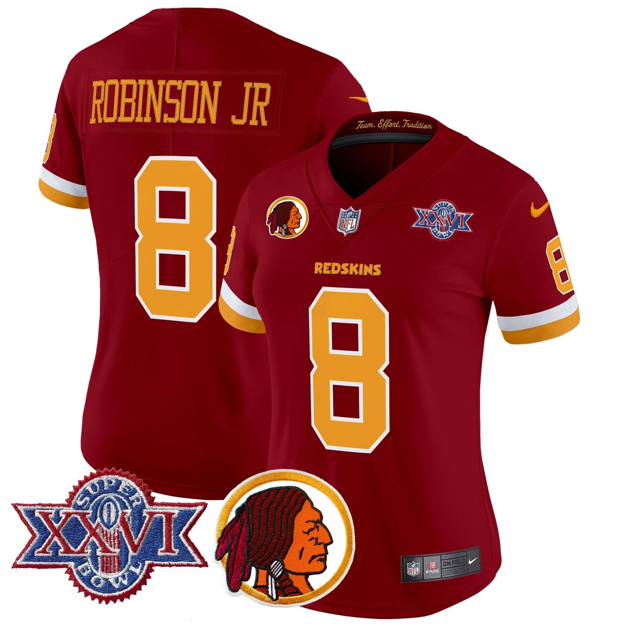 Camisa NFL Women’s Washington Redskins Throwback 1992 Super Bowl XXVI Patch Vapor Limited Jersey V2