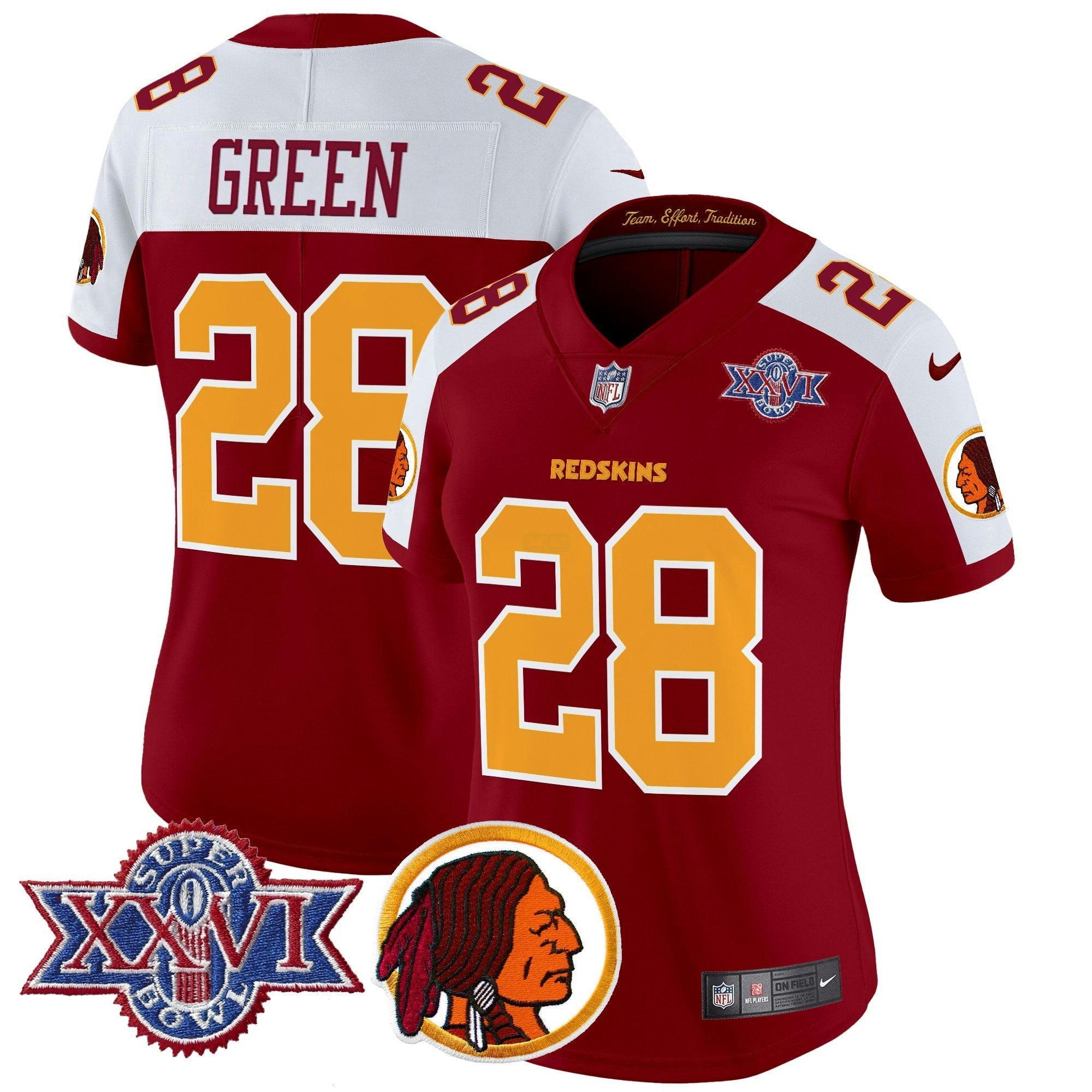 Camisa NFL Women’s Washington Redskins Throwback 1992 Super Bowl XXVI Patch Vapor Limited Jersey V2