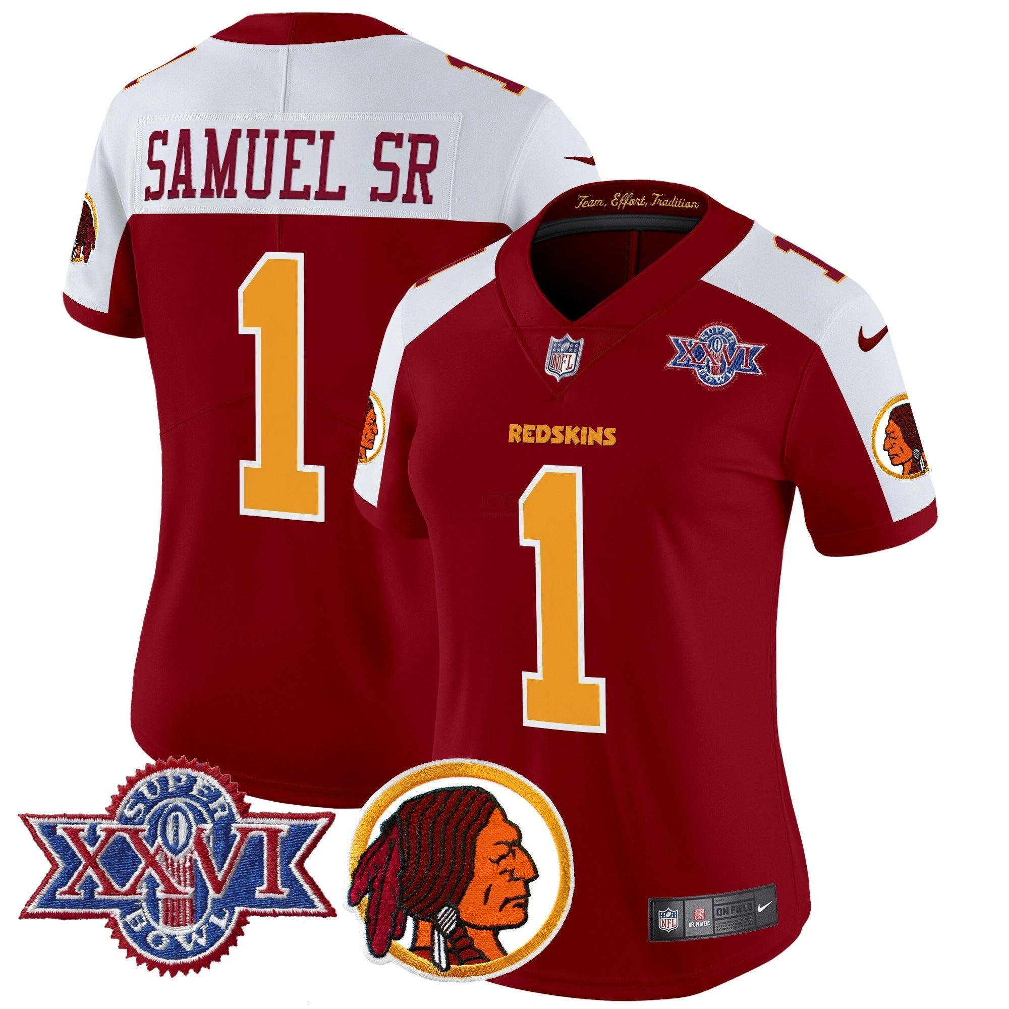 Camisa NFL Women’s Washington Redskins Throwback 1992 Super Bowl XXVI Patch Vapor Limited Jersey V2