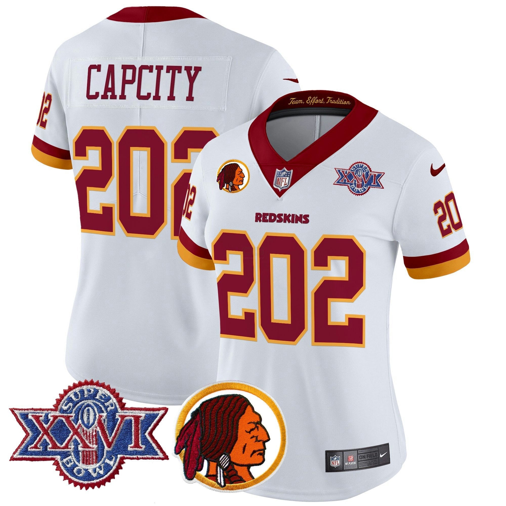 Camisa NFL Women’s Washington Redskins Throwback 1992 Super Bowl XXVI Patch Vapor Limited Jersey V2