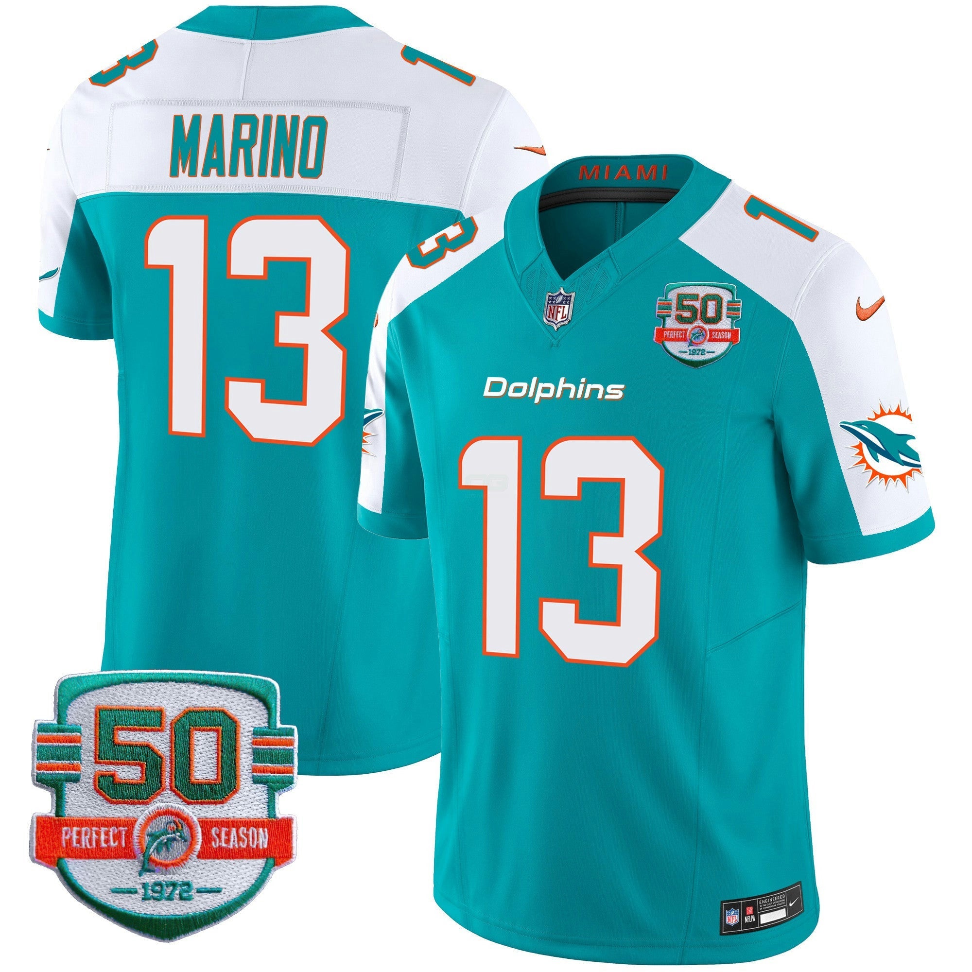 Camisa NFL Youth’s 50th 1972 Perfect Season Patch Vapor Jersey