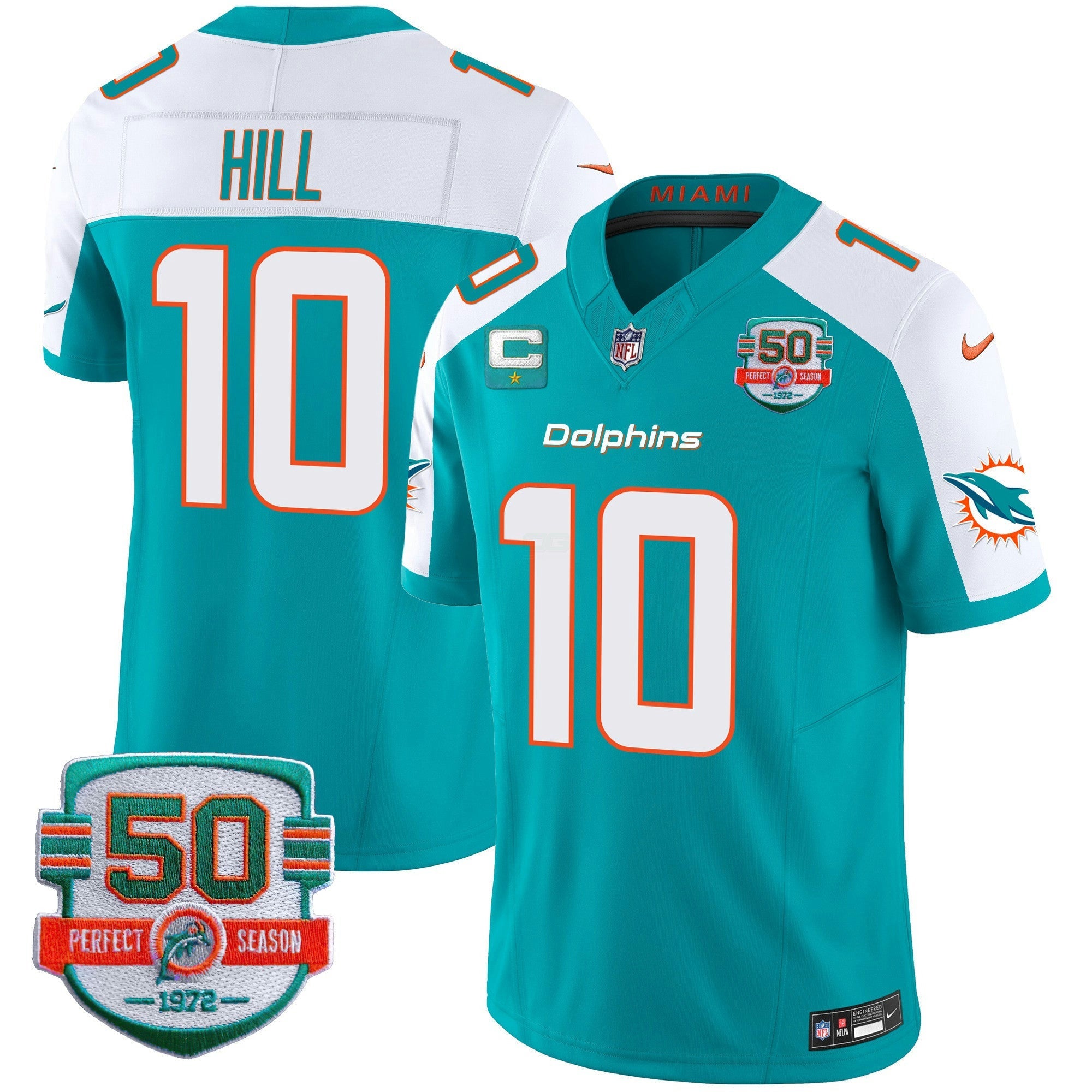Camisa NFL Youth’s 50th 1972 Perfect Season Patch Vapor Jersey