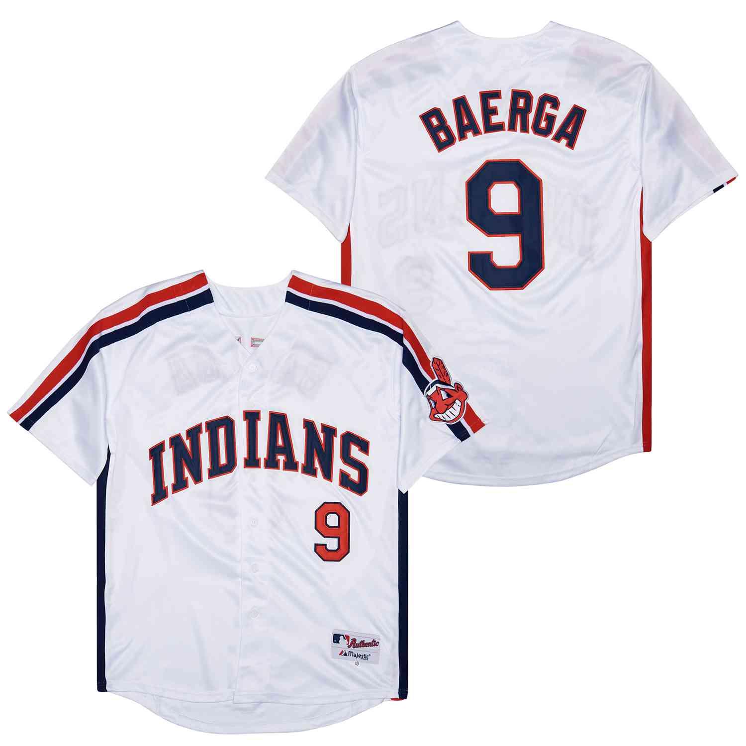 Jersey Cleveland Indians Carlos Baega Majestic Authentic Branca - OGJERSEYSHOP