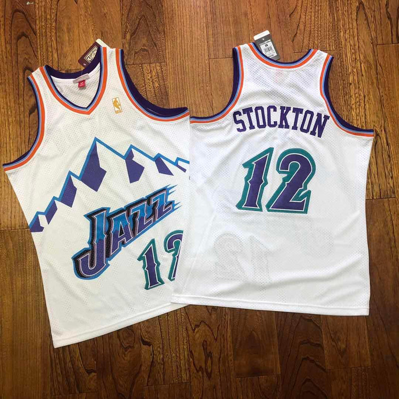 Regata Authentic Utah Jazz Mitchell & Ness Hardwood Classics 1996/97 Branca - OGJERSEYSHOP