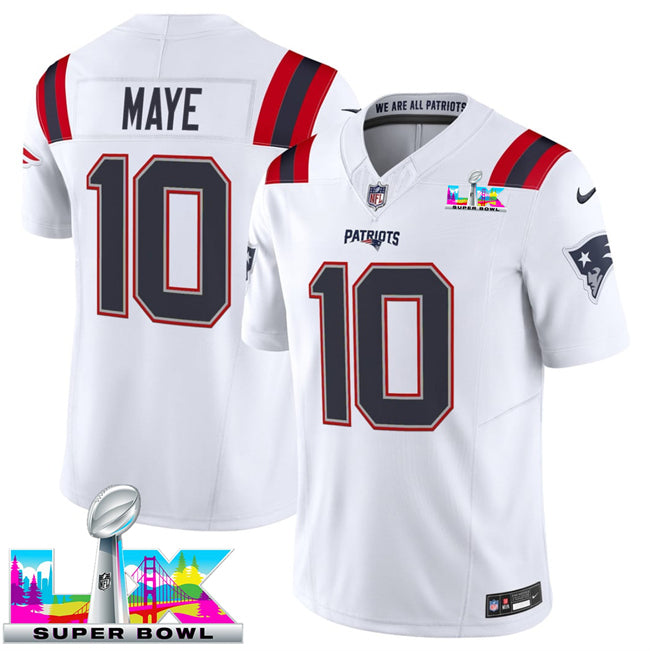 Camisa NFL New England Patriots Vapor F.U.S.E. Limited Super Bowl LX Patch Jersey Branca