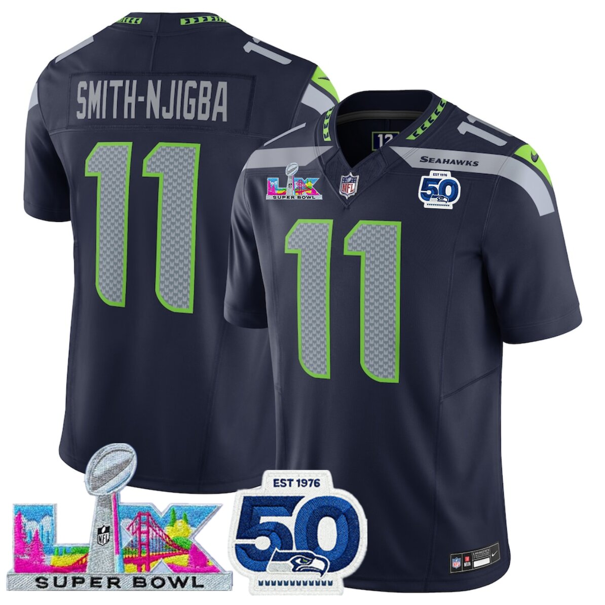 Camisa NFL Seattle Seahawks Vapor F.U.S.E. Limited Super Bowl LX Patch And 50th Season Jersey Azul