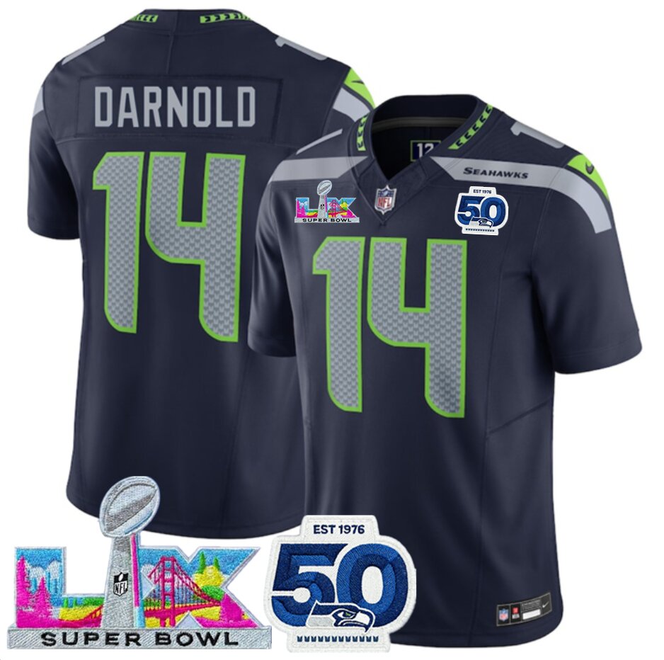 Camisa NFL Seattle Seahawks Vapor F.U.S.E. Limited Super Bowl LX Patch And 50th Season Jersey Azul