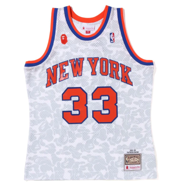 Regata Swingman BAPE X New York Knicks Mitchell & Ness Hardwood Classics 1991/92 Branca - OGJERSEYSHOP