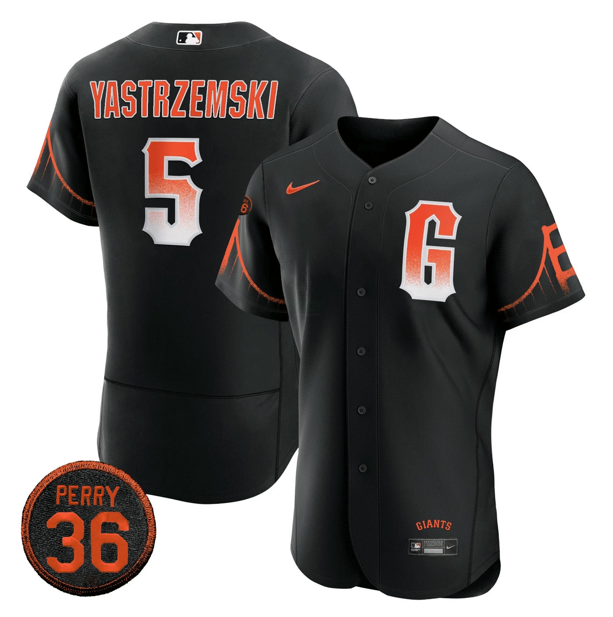 Camisa MLB 2023 Preta City Connect #36 Gaylord Perry Patch Jersey