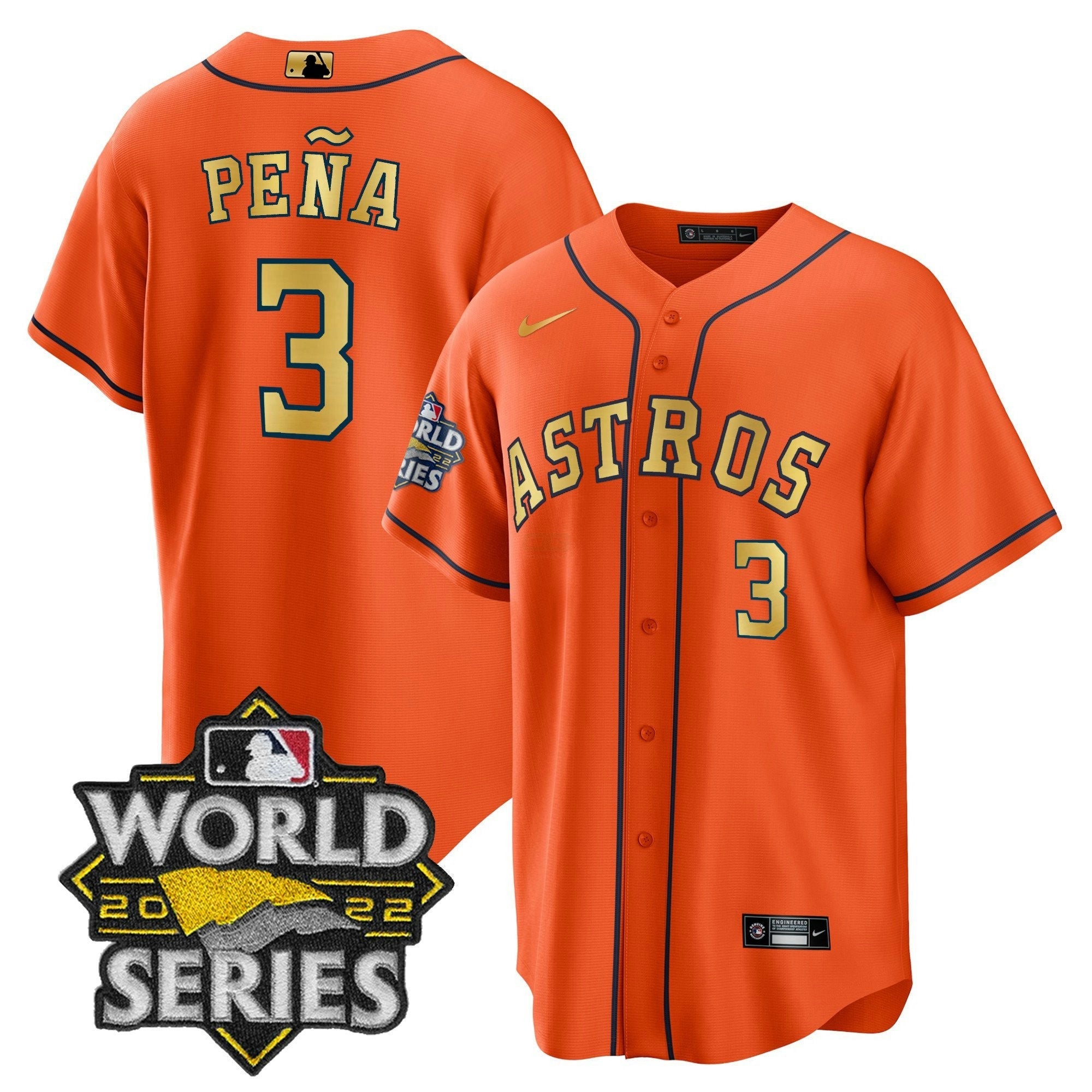 Camisa MLB 2023 World Series Laranja Dourada Jersey