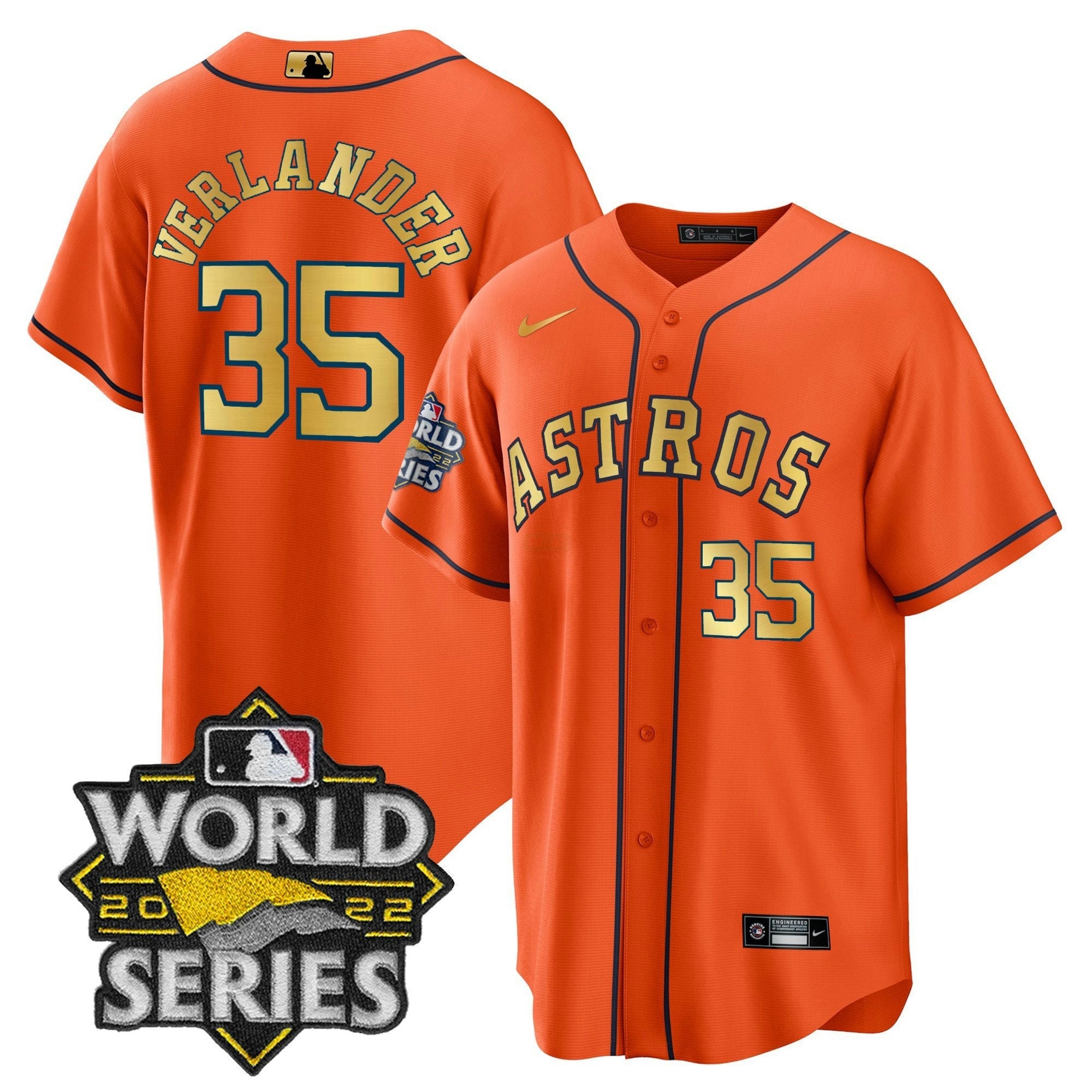 Camisa MLB 2023 World Series Laranja Dourada Jersey