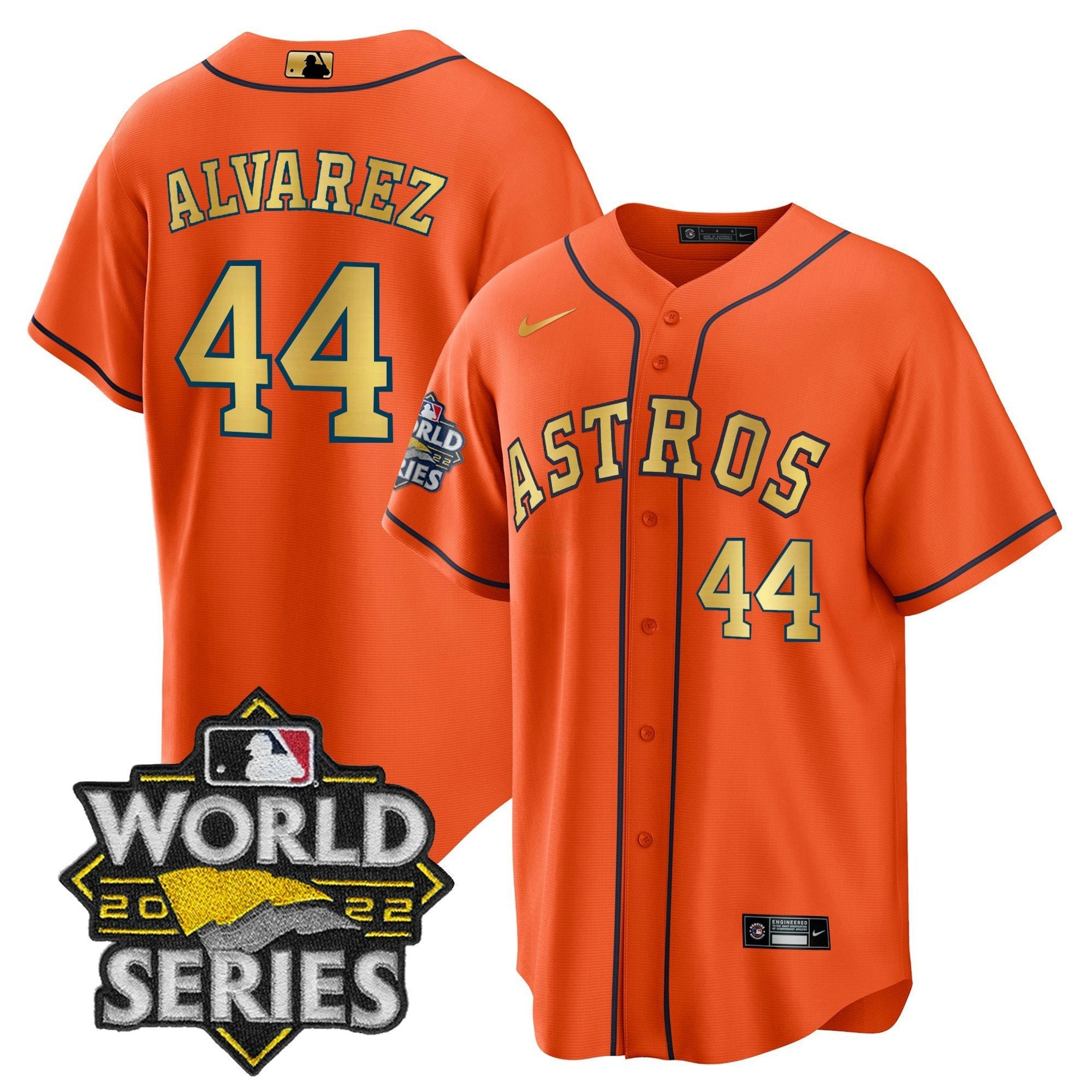 Camisa MLB 2023 World Series Laranja Dourada Jersey