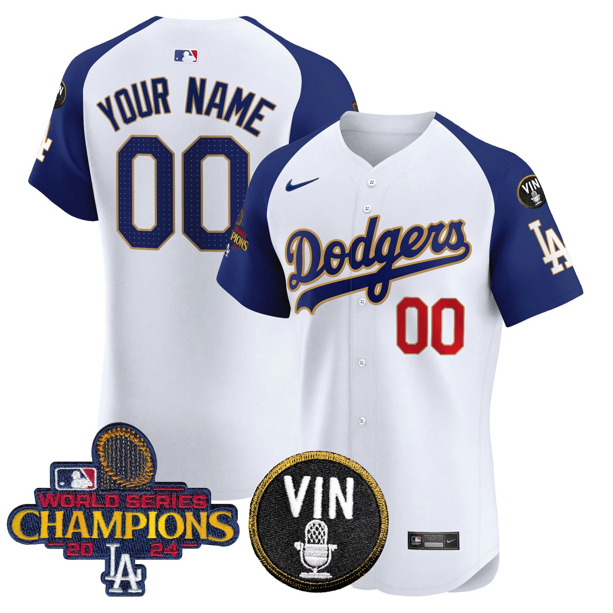 Camisa MLB 2024 World Series Champions Dourada Trim Vapor Premier Elite Jersey