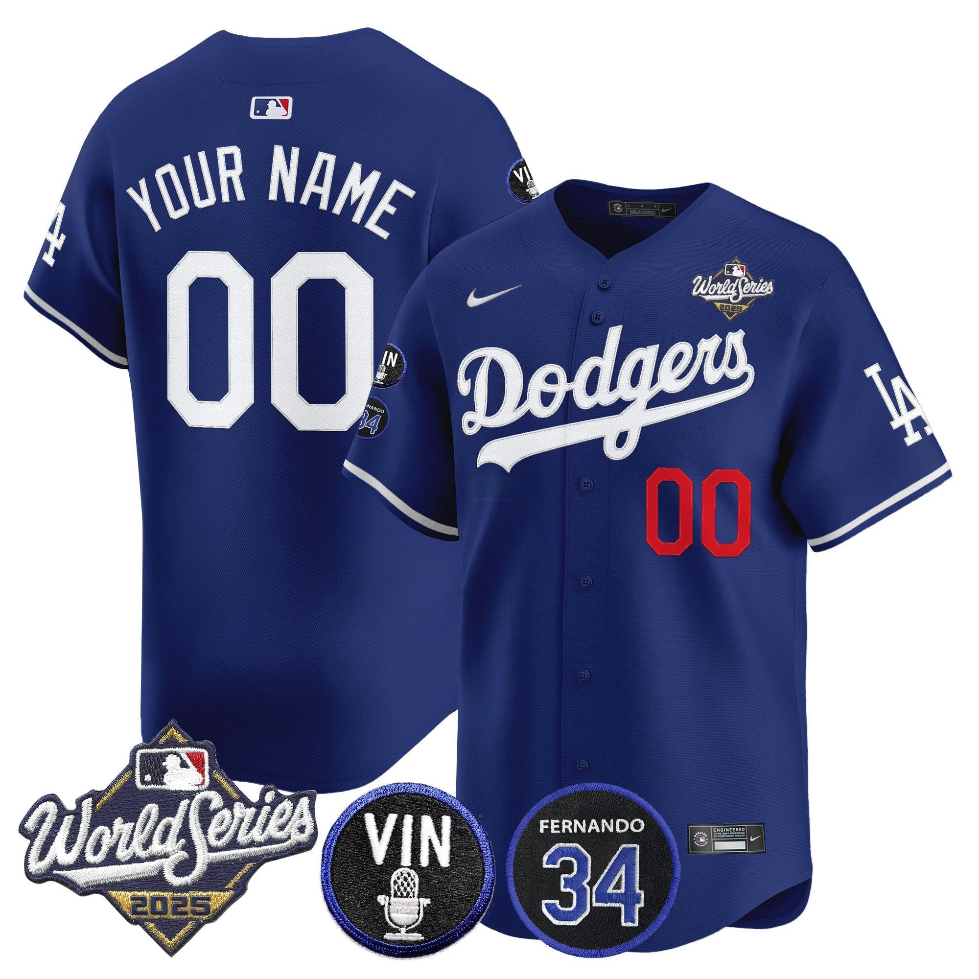 Camisa MLB 2025 World Series Vapor Premier Limited Jersey – Vin Scully & Fernando Patch