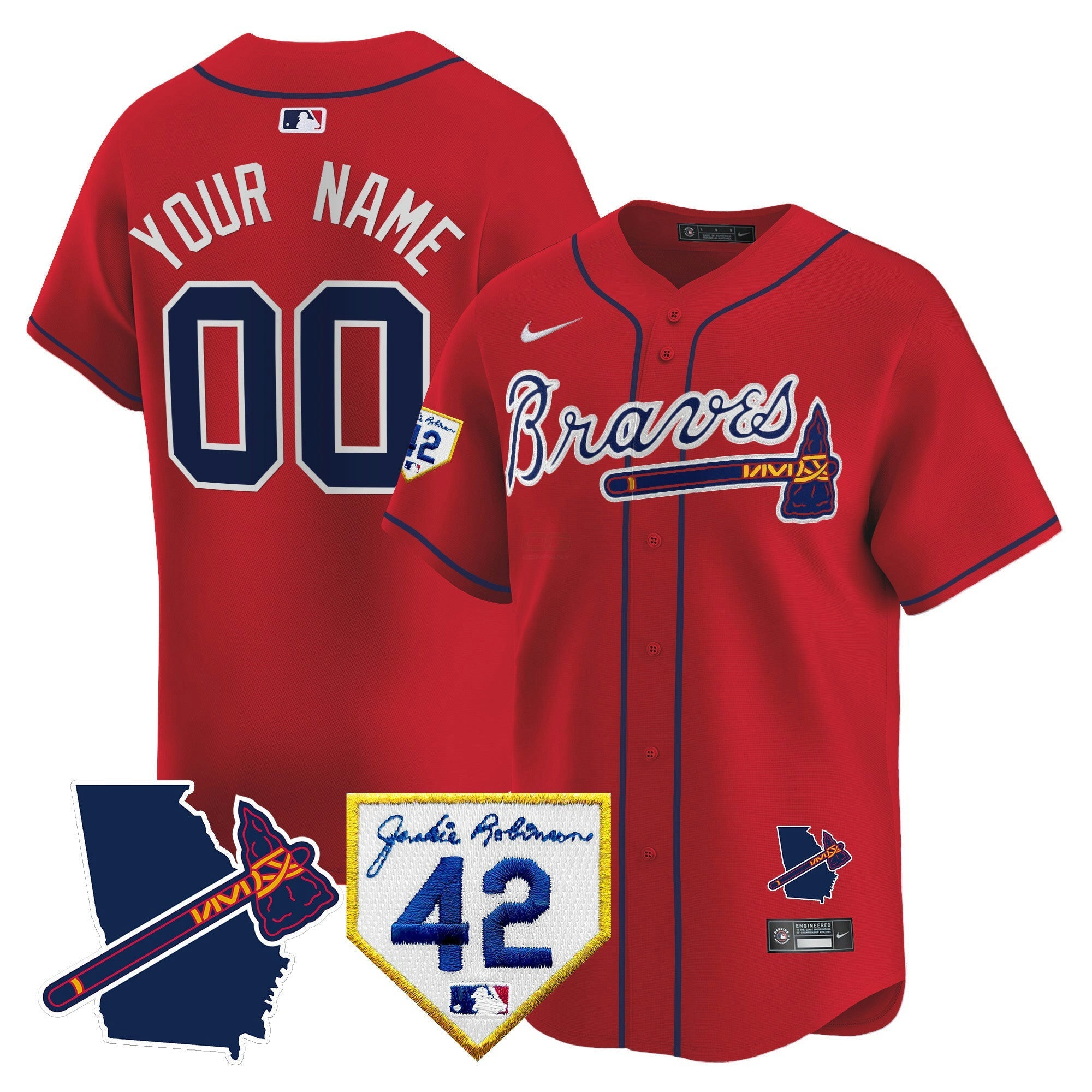 Camisa MLB Atlanta 2024 Robinson & Georgia Patch Vapor Premier Limited Jersey