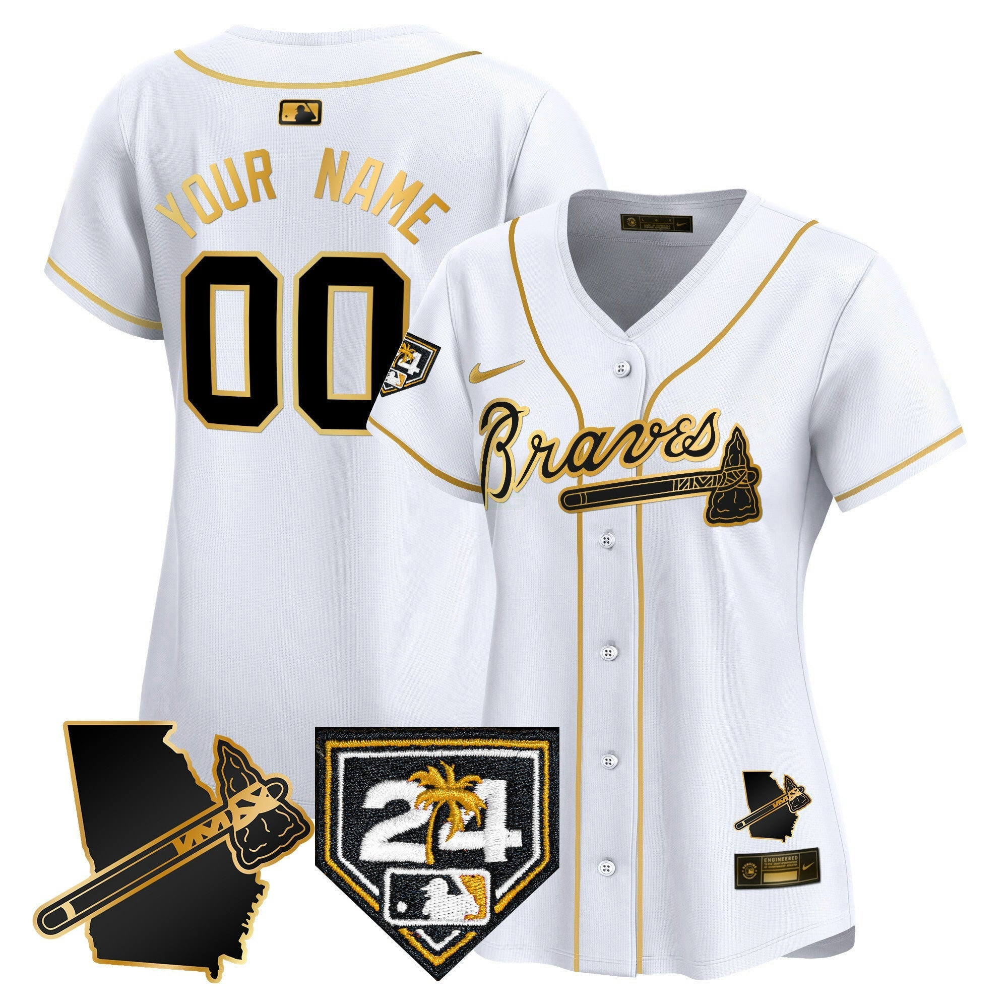 Camisa MLB Atlanta 2024 Spring Training & Georgia Patch Vapor Premier Elite Jersey