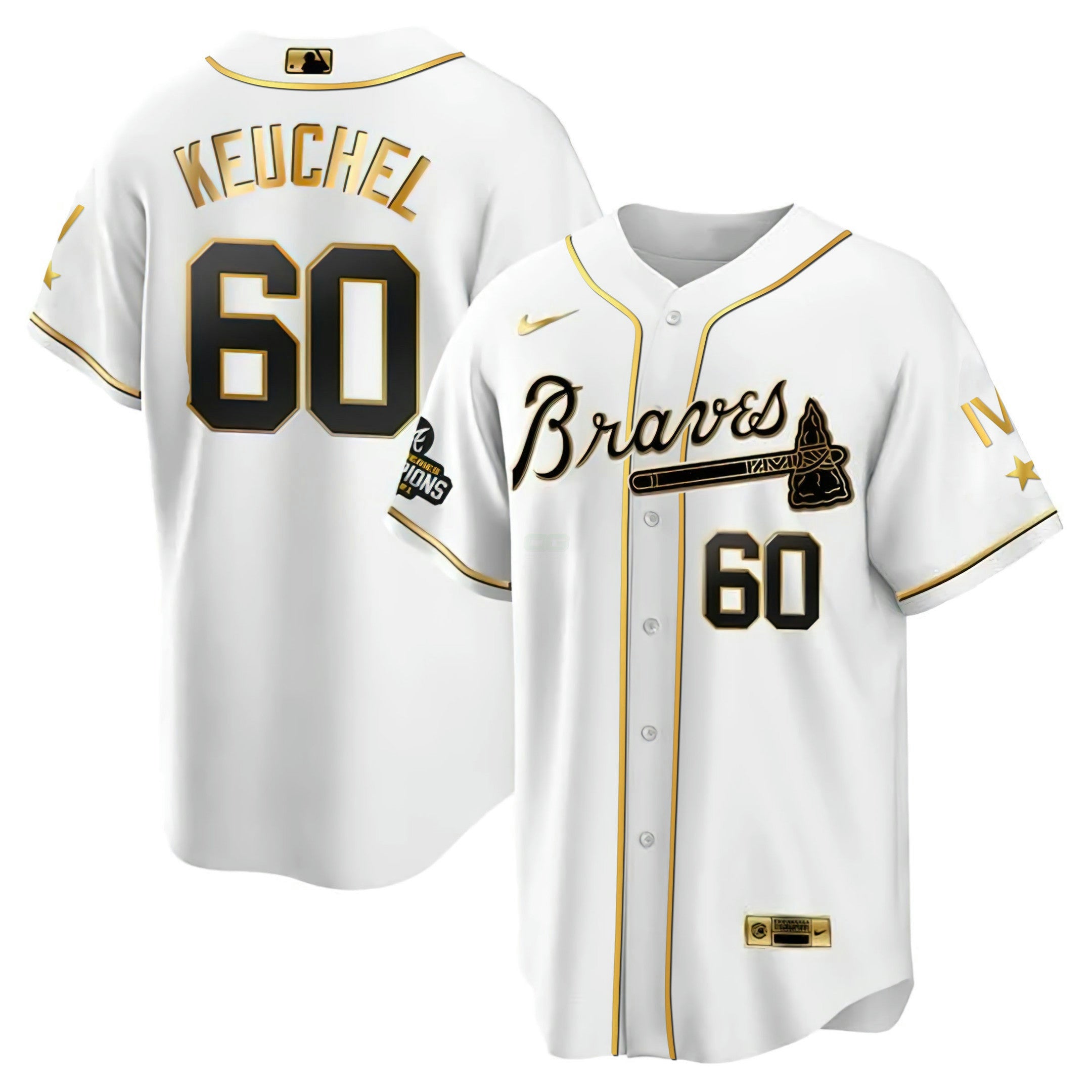 Camisa MLB Atlanta 4x World Series Branca Dourada Jersey Collection