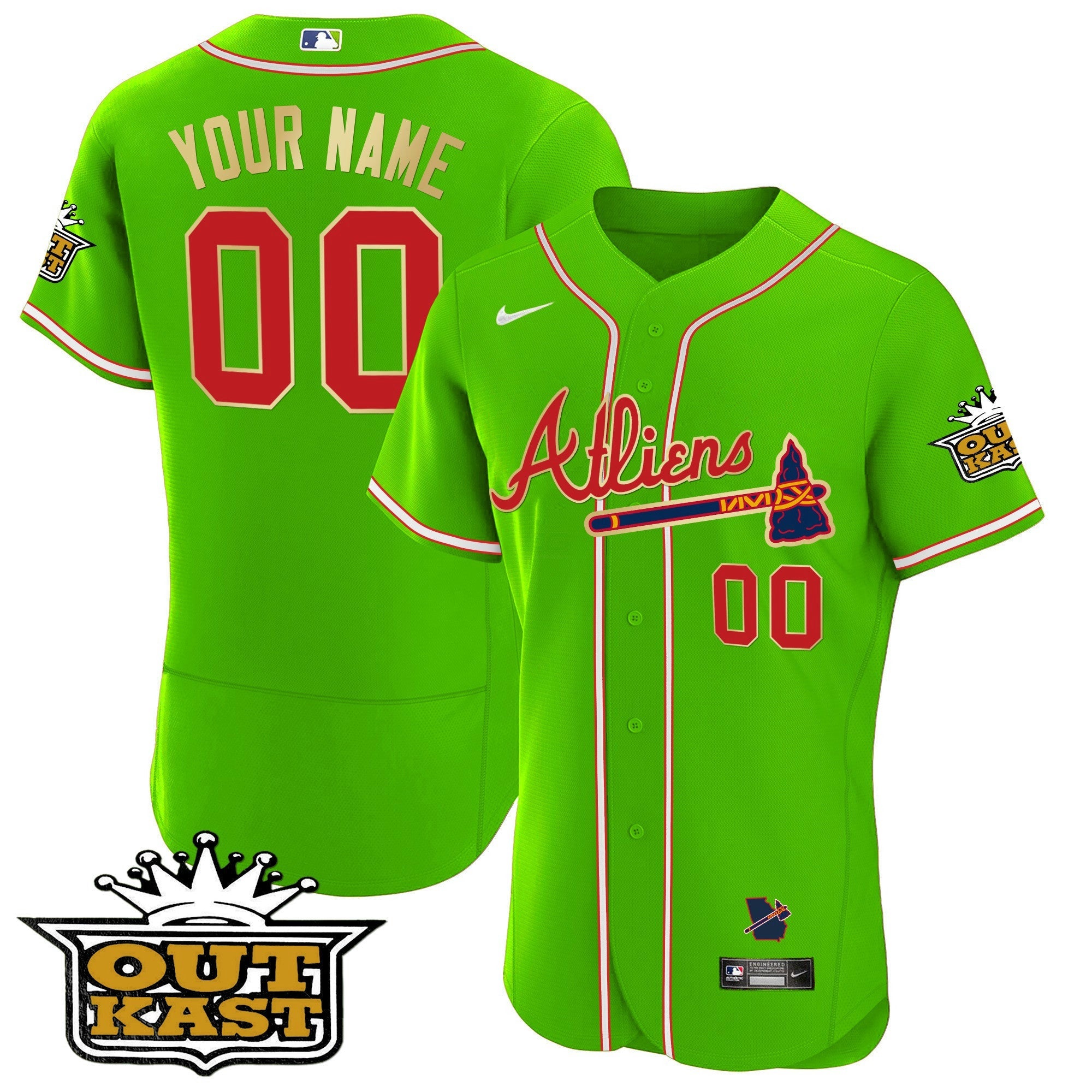 Camisa MLB Atlanta Atliens Flex Base Dourada Trim Jersey