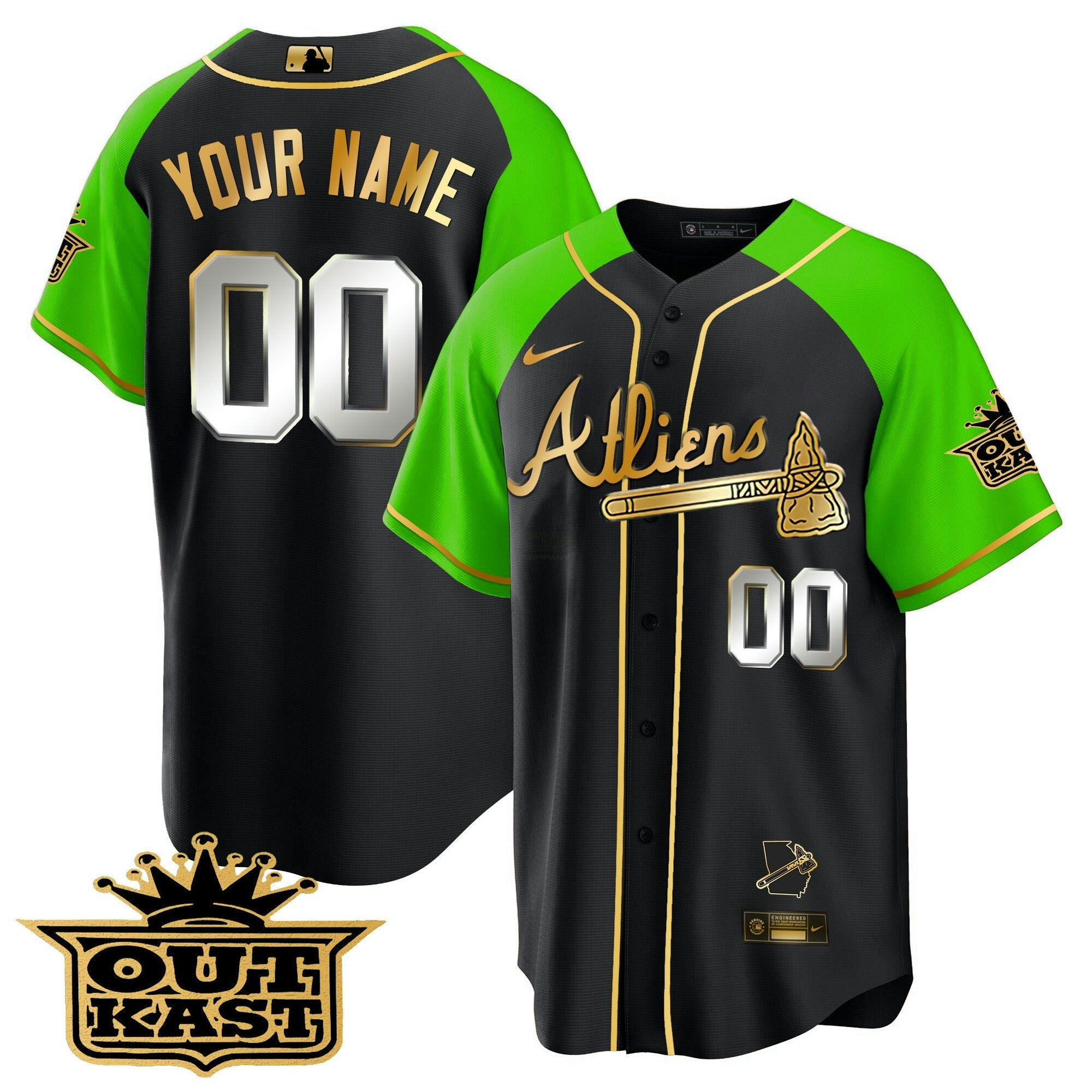 Camisa MLB Atlanta Atliens Gold Alternativa Cool Base Jersey