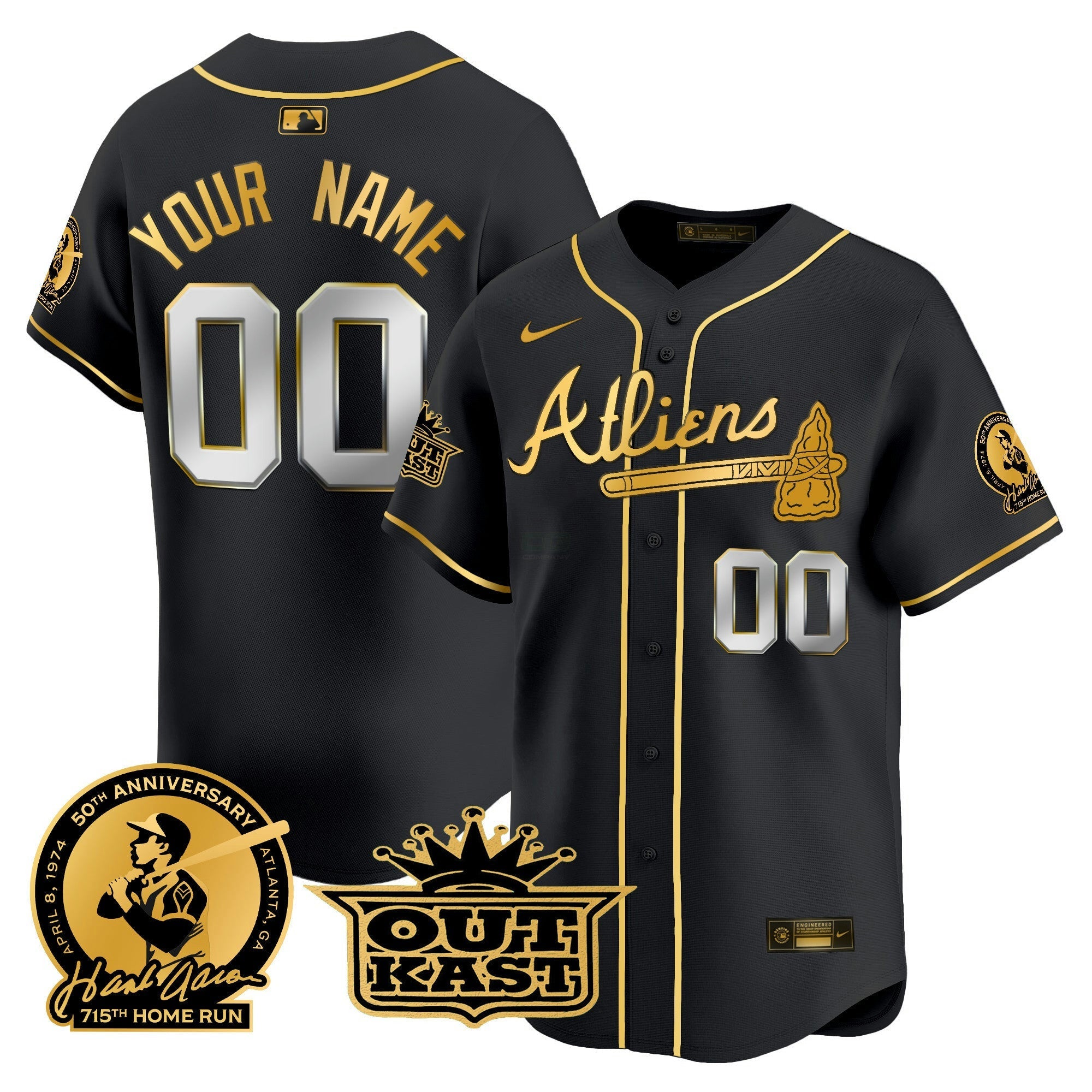 Camisa MLB Atlanta Atliens & Hank Aaron Patch Vapor Premier Limited Jersey
