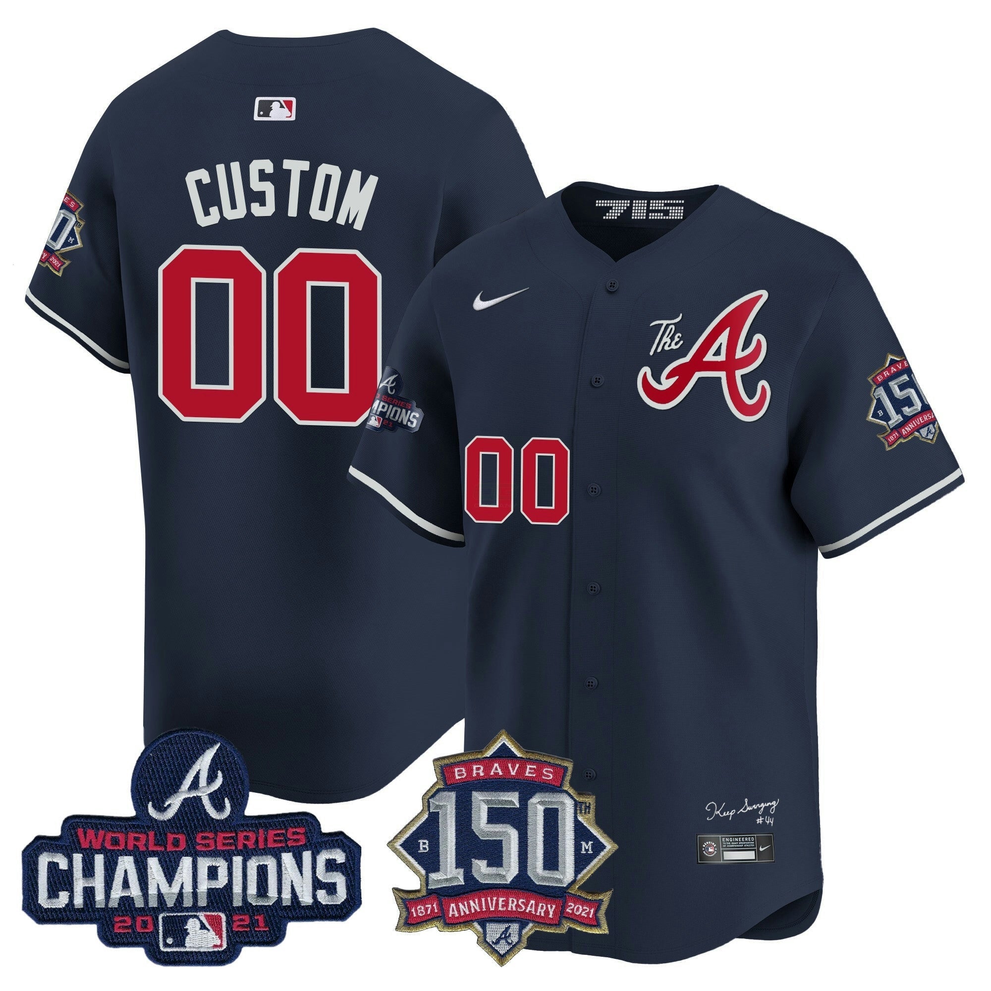 Camisa MLB Atlanta Champions & 150th Patch Vapor Premier Limited Jersey