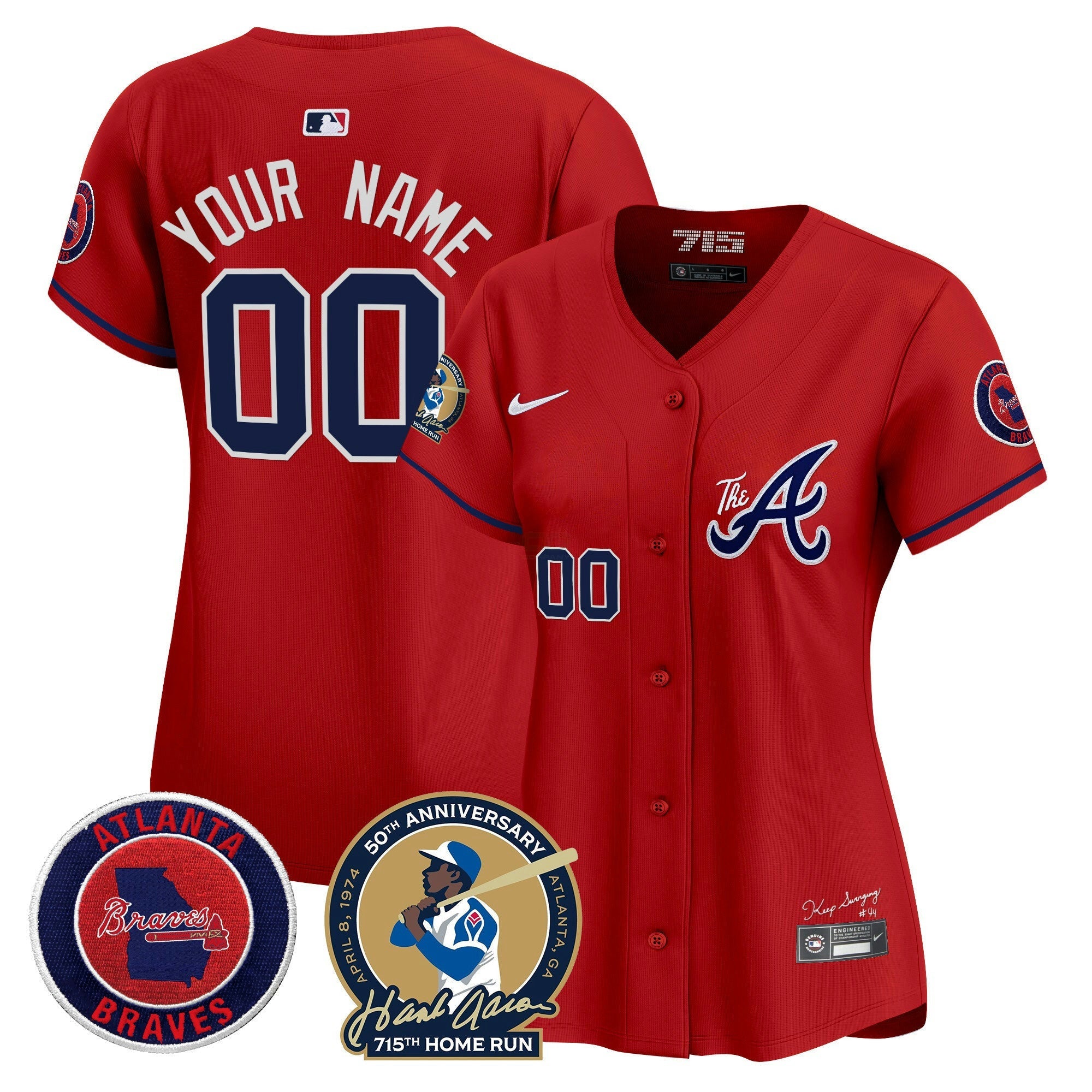 Camisa MLB Atlanta Hank Aaron 715th Home Run Patch Vapor Premier Limited Jersey V2