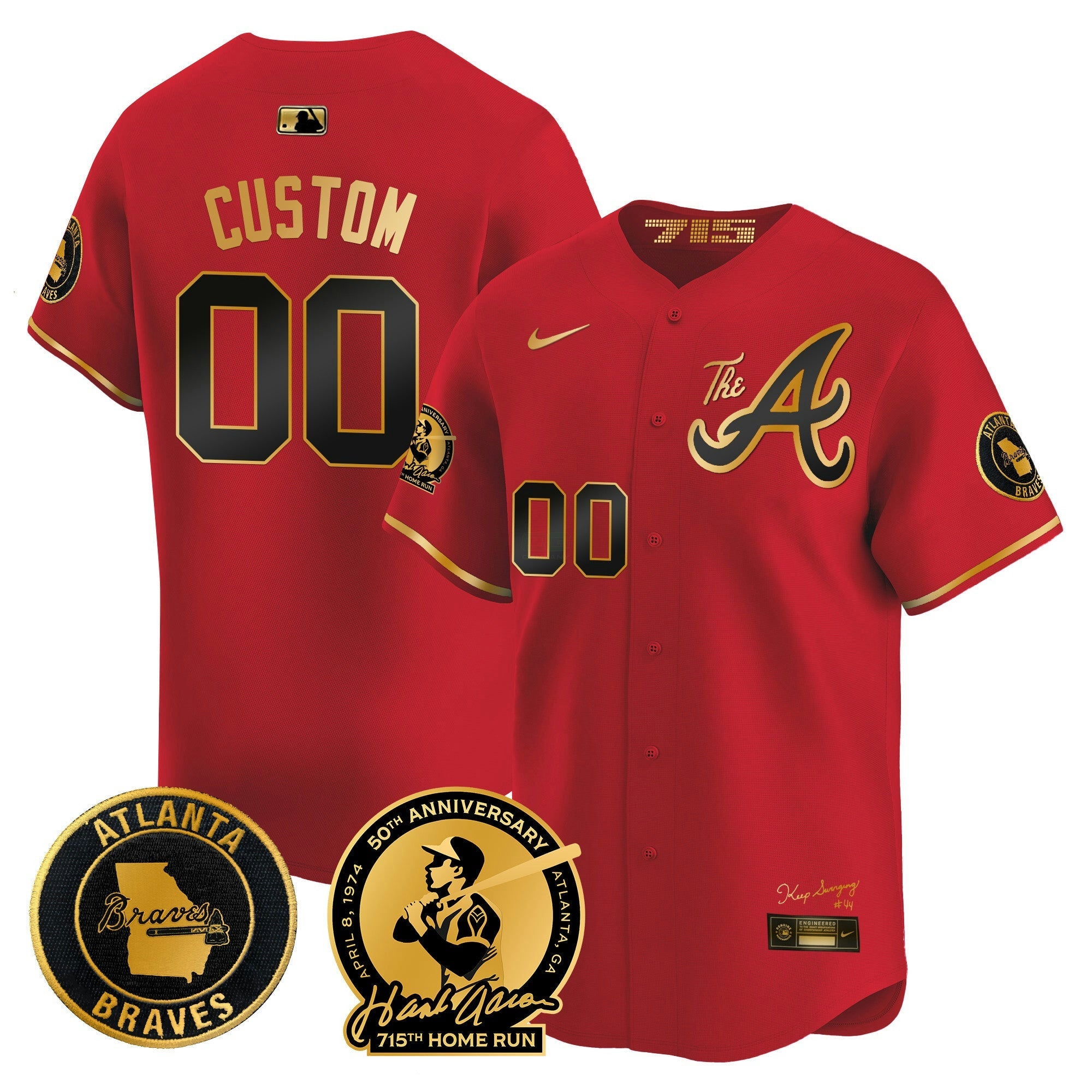 Camisa MLB Atlanta Hank Aaron 715th Home Run Patch Vapor Premier Limited Jersey V2