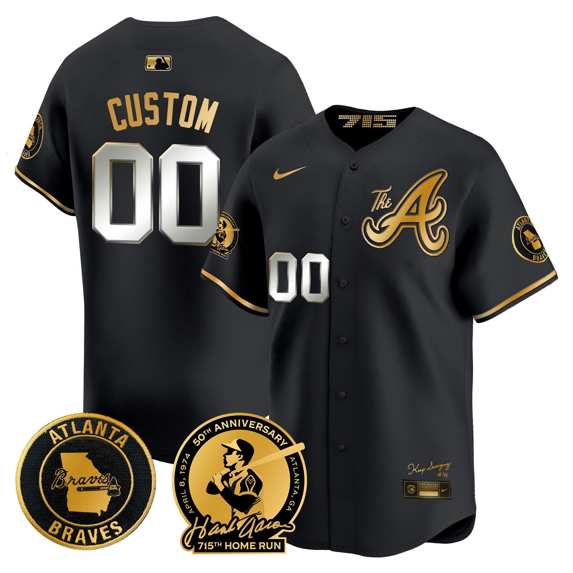 Camisa MLB Atlanta Hank Aaron 715th Home Run Patch Vapor Premier Limited Jersey V2
