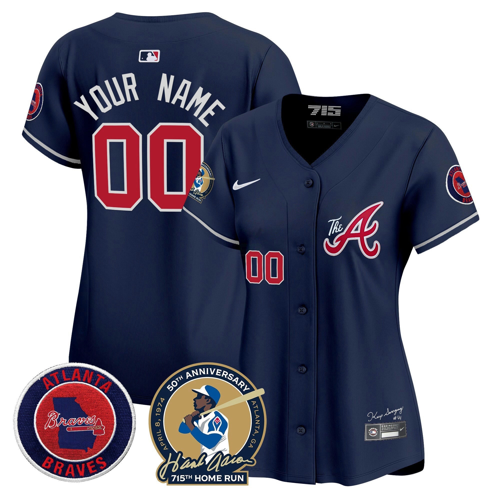 Camisa MLB Atlanta Hank Aaron 715th Home Run Patch Vapor Premier Limited Jersey V2