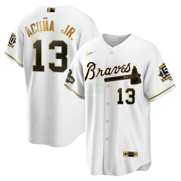 Camisa MLB Atlanta World Series Champion Branca Dourada Cool Base Jersey 2021 – Stitched