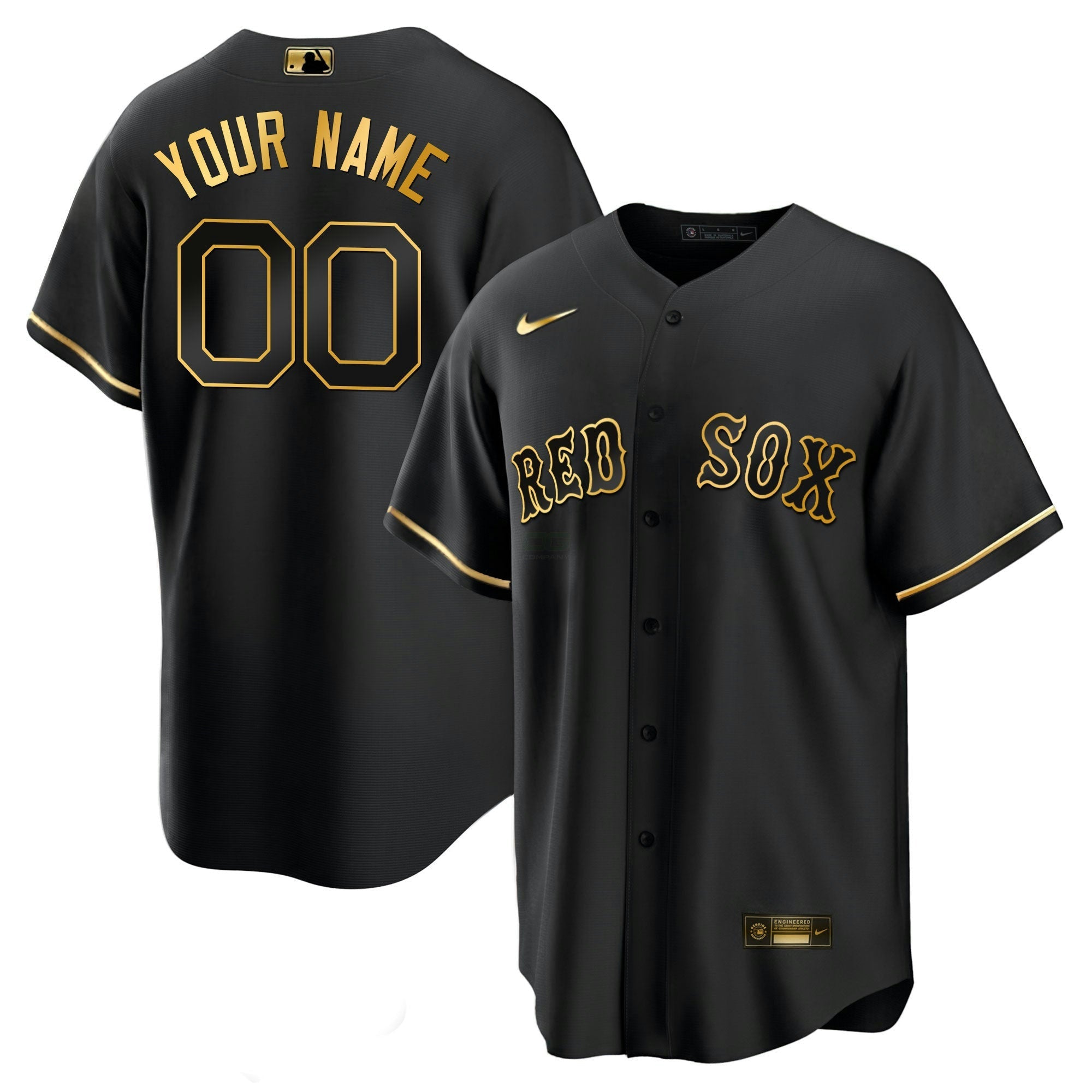 Camisa MLB Boston Preta Dourada & Branca Dourada Jersey
