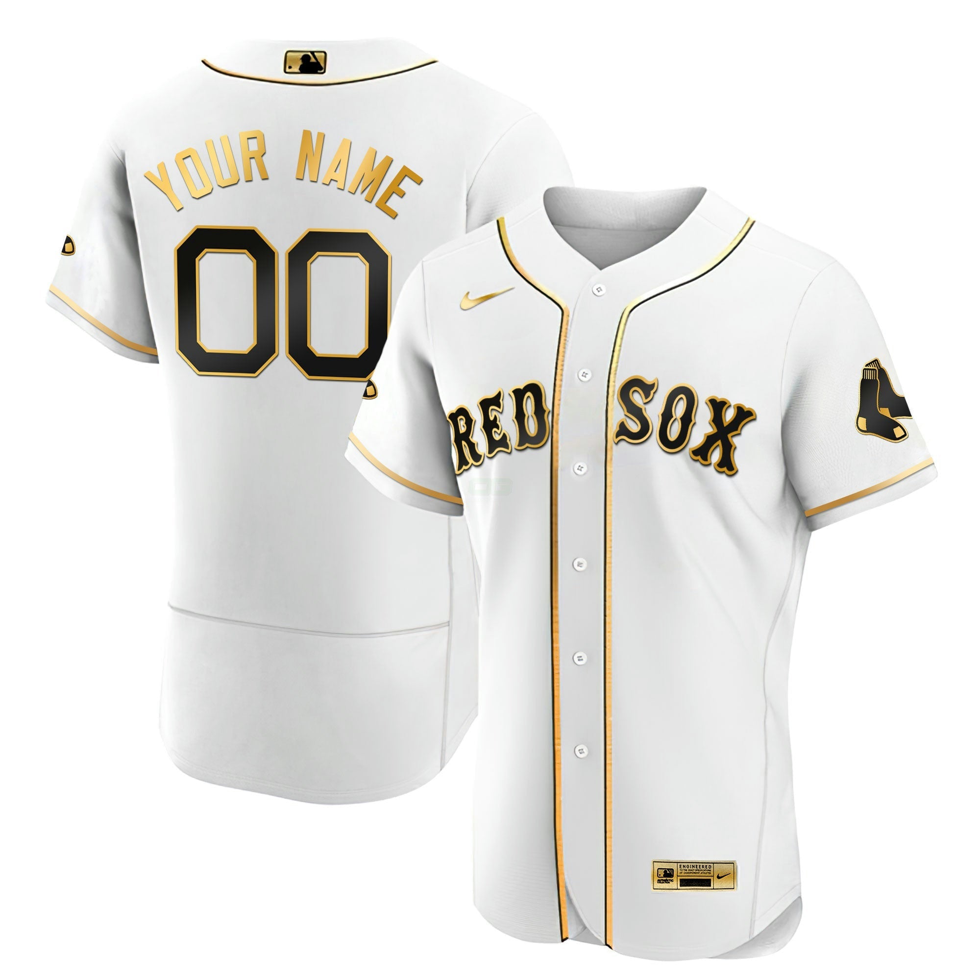 Camisa MLB Boston Preta Dourada & Branca Dourada Jersey