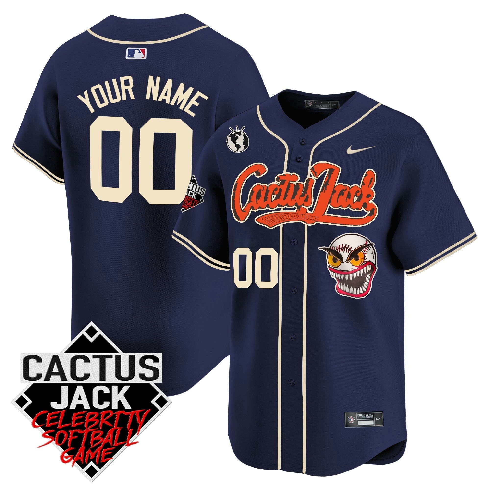 Camisa MLB Cactus Jack Celebrity Softball Game Patch Vapor Premier Limited Jersey – Stitched