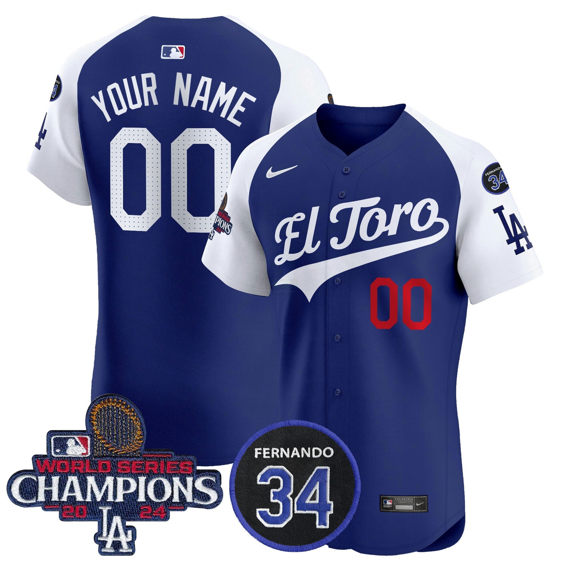 Camisa MLB El Toro 2024 World Series Champions Patch Vapor Premier Elite Jersey