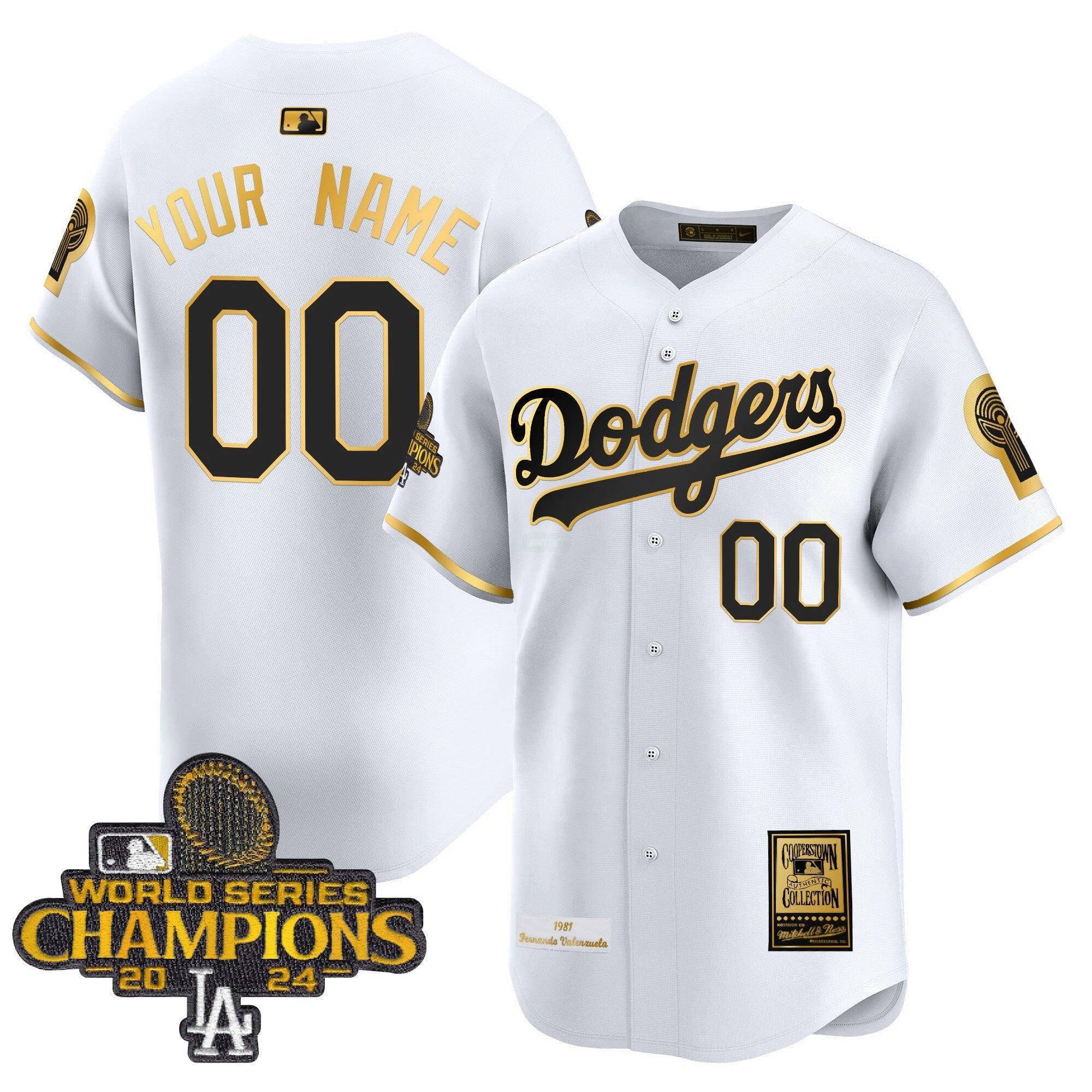 Camisa MLB Fernando 1981 & 2024 World Series Champions Patch Cooperstown Jersey