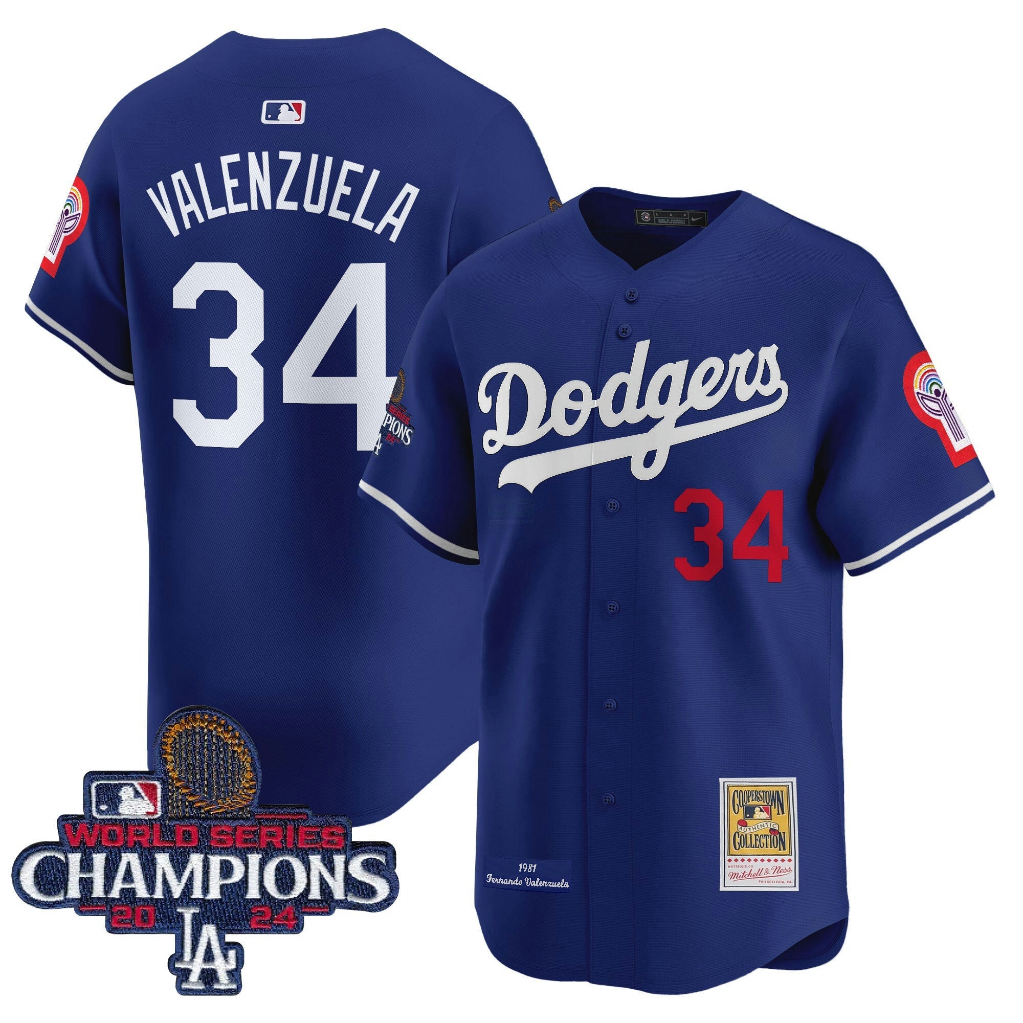 Camisa MLB Fernando 1981 & 2024 World Series Champions Patch Cooperstown Jersey