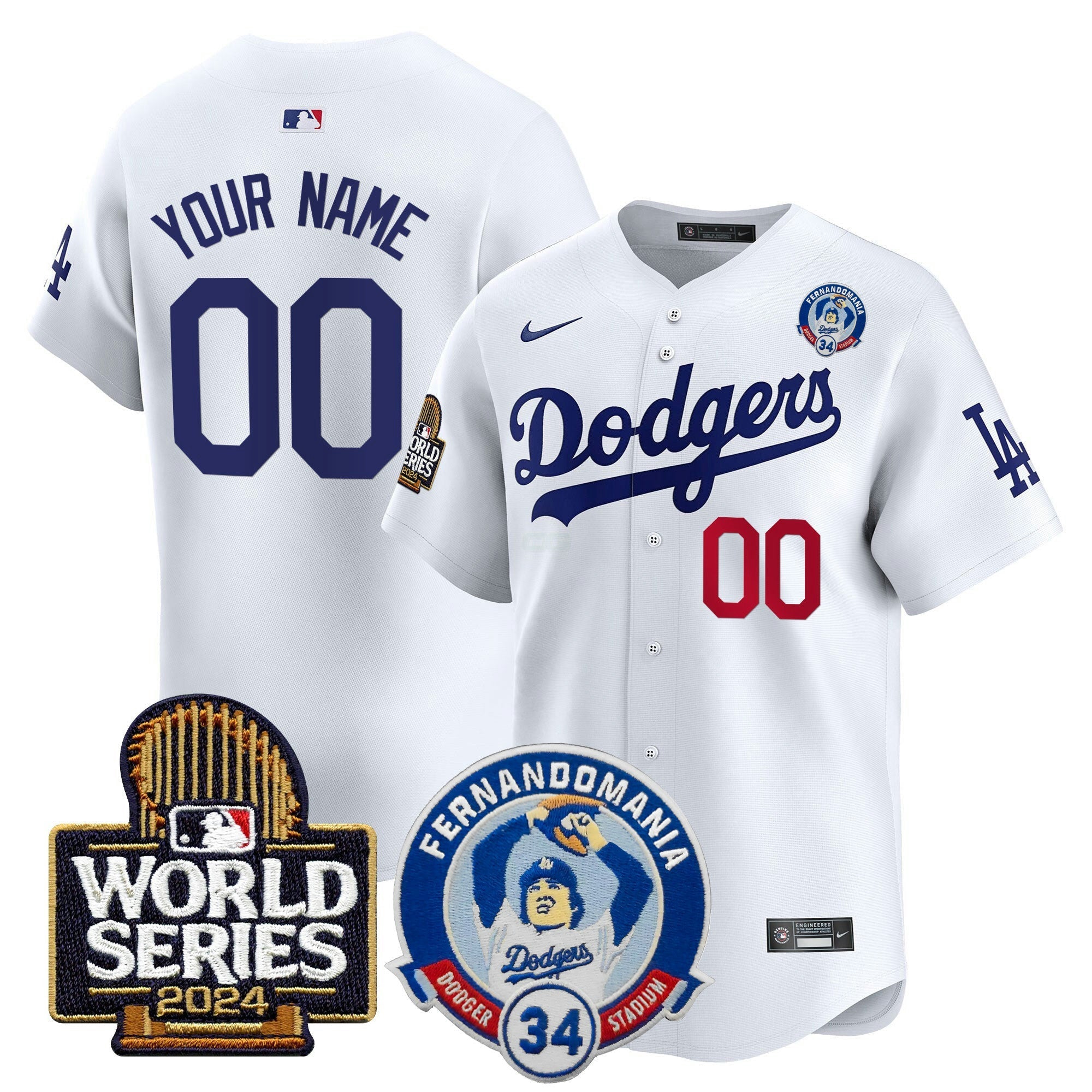 Camisa MLB Fernando Valenzuela & 2024 World Series Patch Vapor Premier Limited Jersey V3