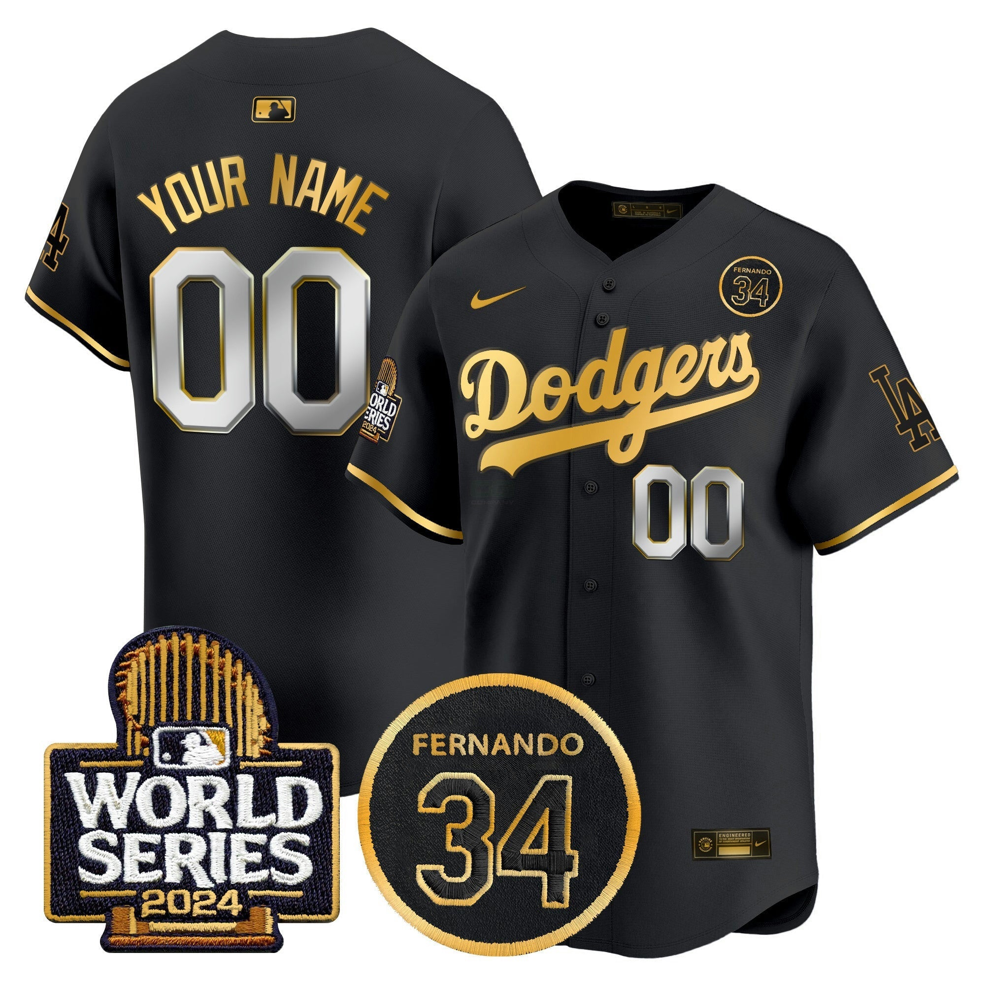 Camisa MLB Fernando Valenzuela Memorial & 2024 World Series Patch Vapor Premier Limited Jersey
