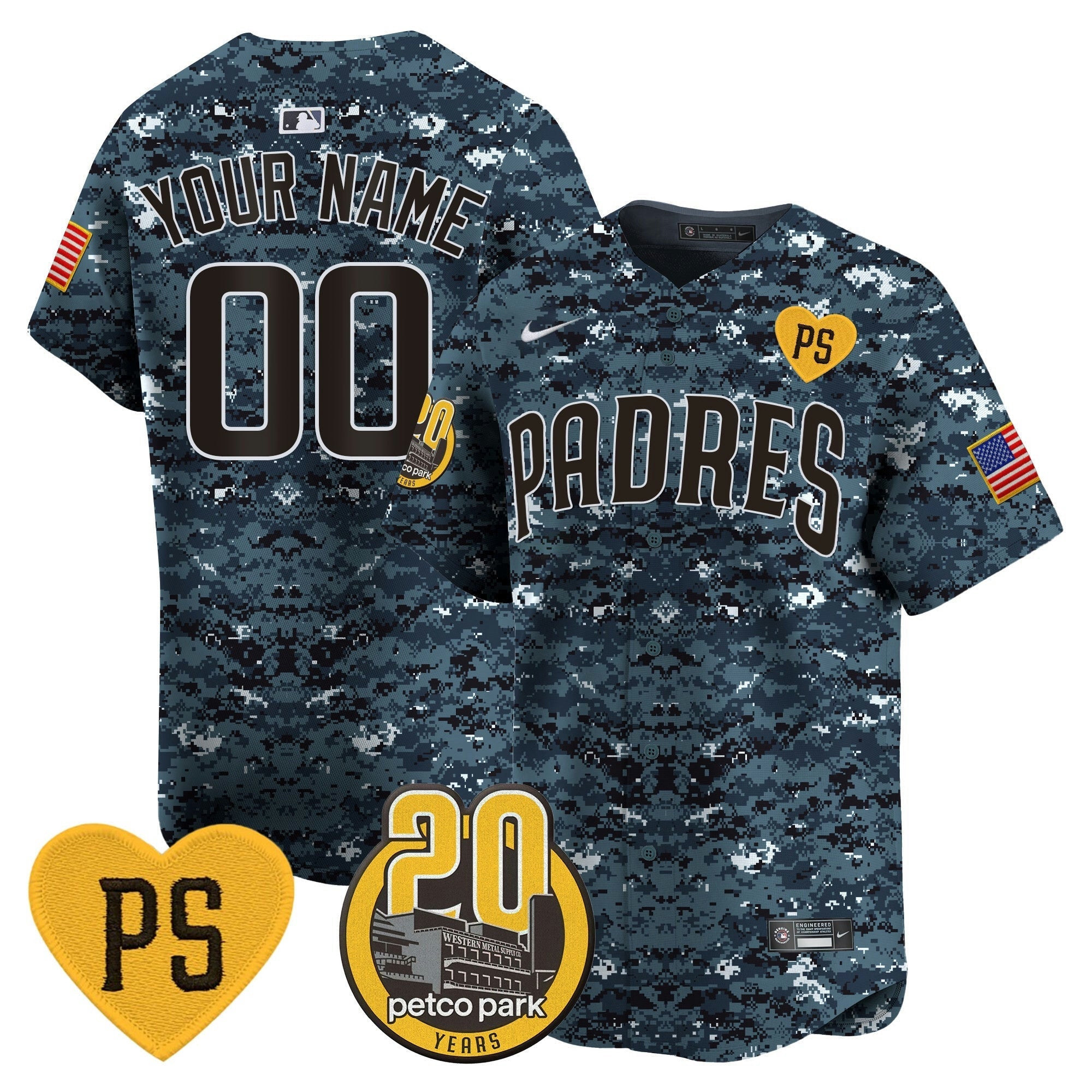 Camisa MLB “For Peter” & Petco Park 20th Patch USMC Vapor Premier Limited Jersey