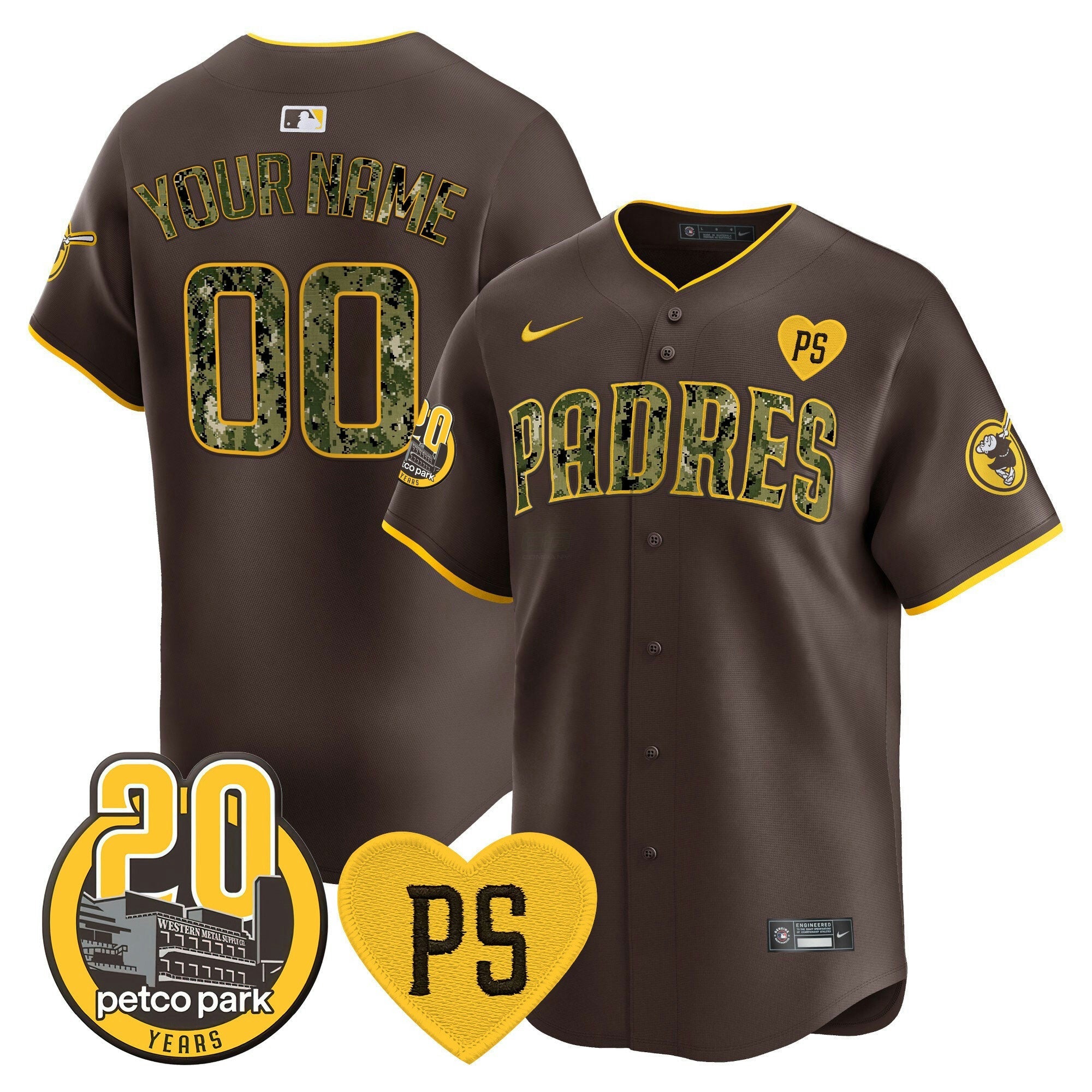 Camisa MLB “For Peter” & Petco Park 20th Patch USMC Vapor Premier Limited Jersey V2