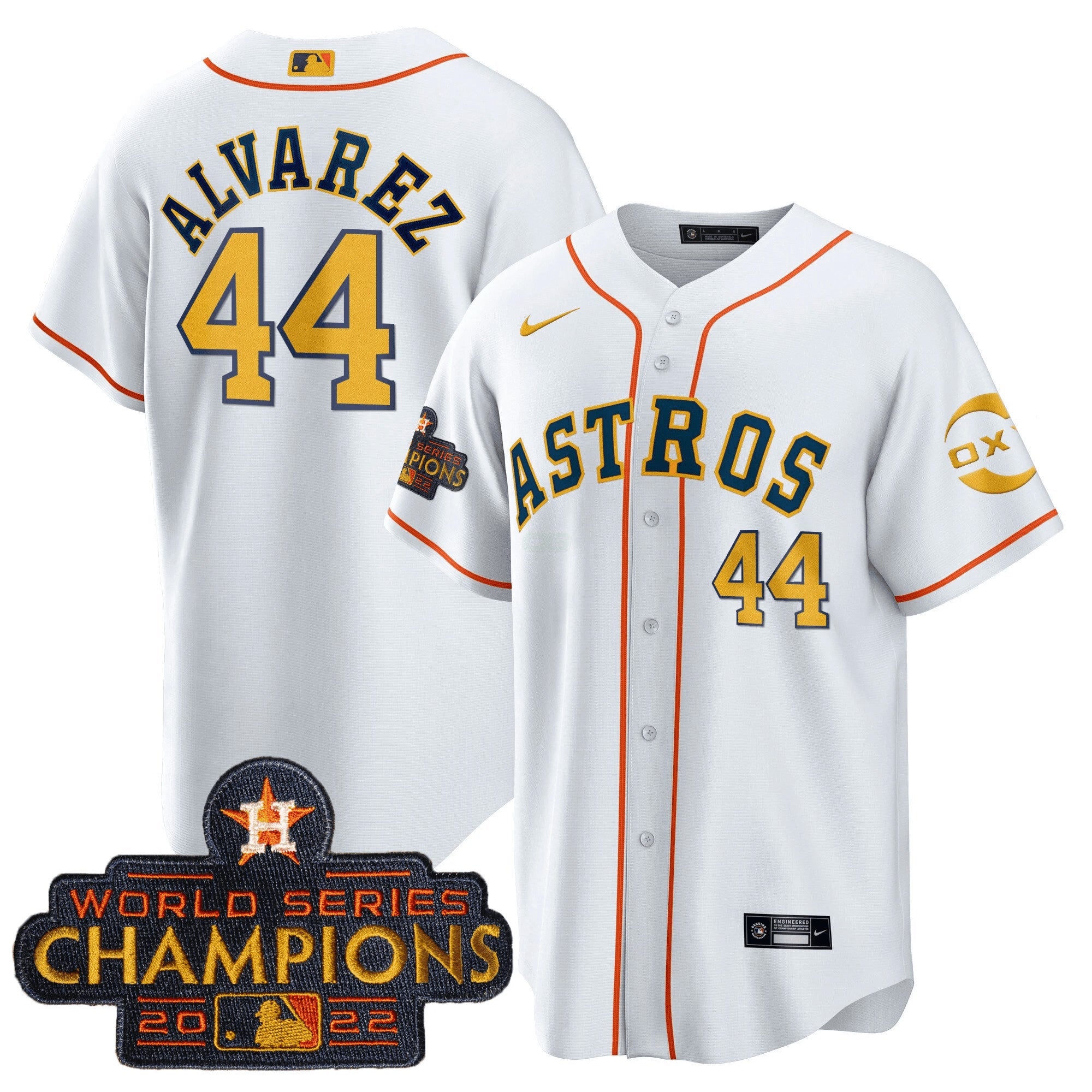 Camisa MLB Houston 2022 Champions Gold Rush Oxy Patch Cool Base Jersey