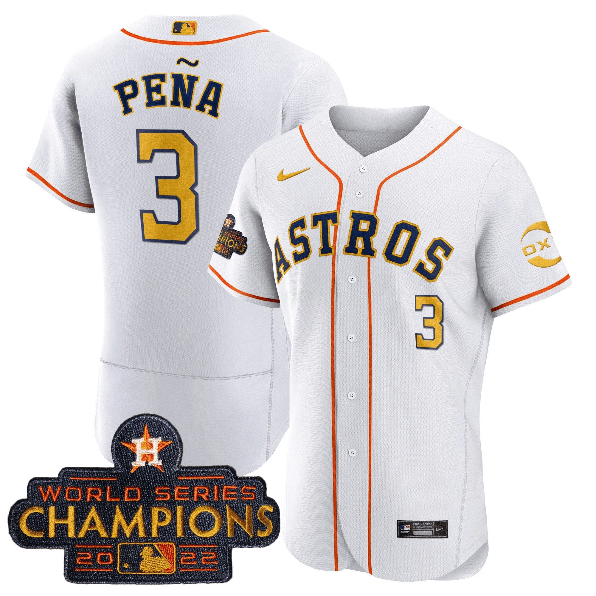 Camisa MLB Houston 2022 Champions Gold Rush Oxy Patch Flex Base Jersey