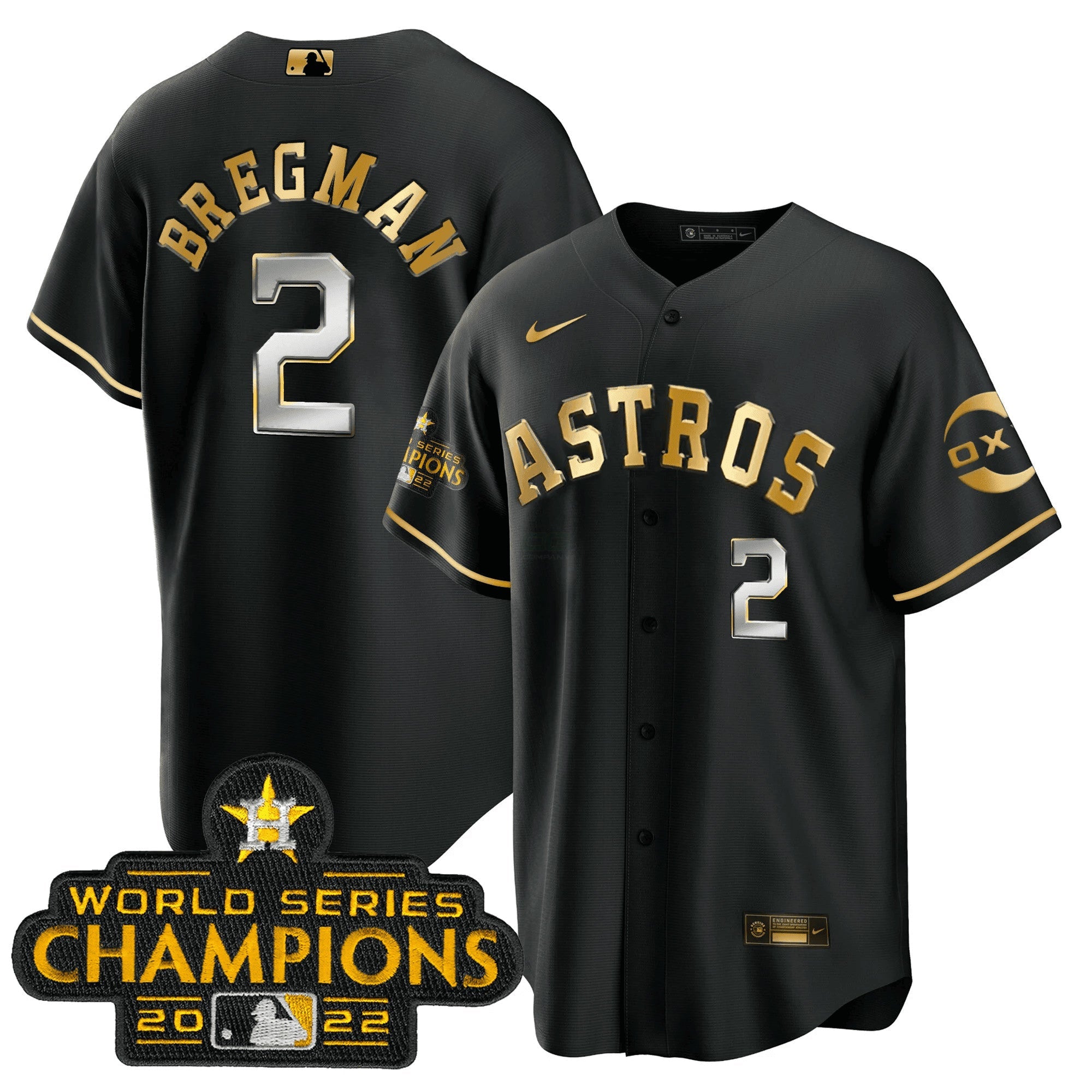 Camisa MLB Houston 2022 Champions Preta Gold Rush Cool Base Jersey