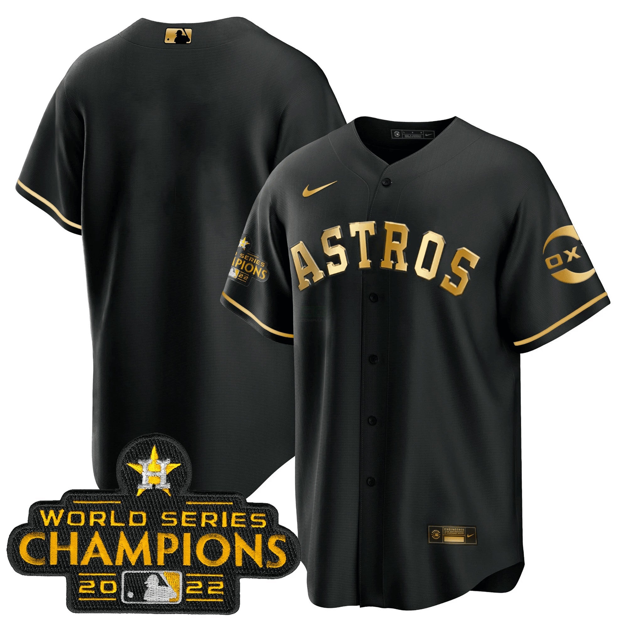 Camisa MLB Houston 2022 Champions Preta Gold Rush Cool Base Jersey