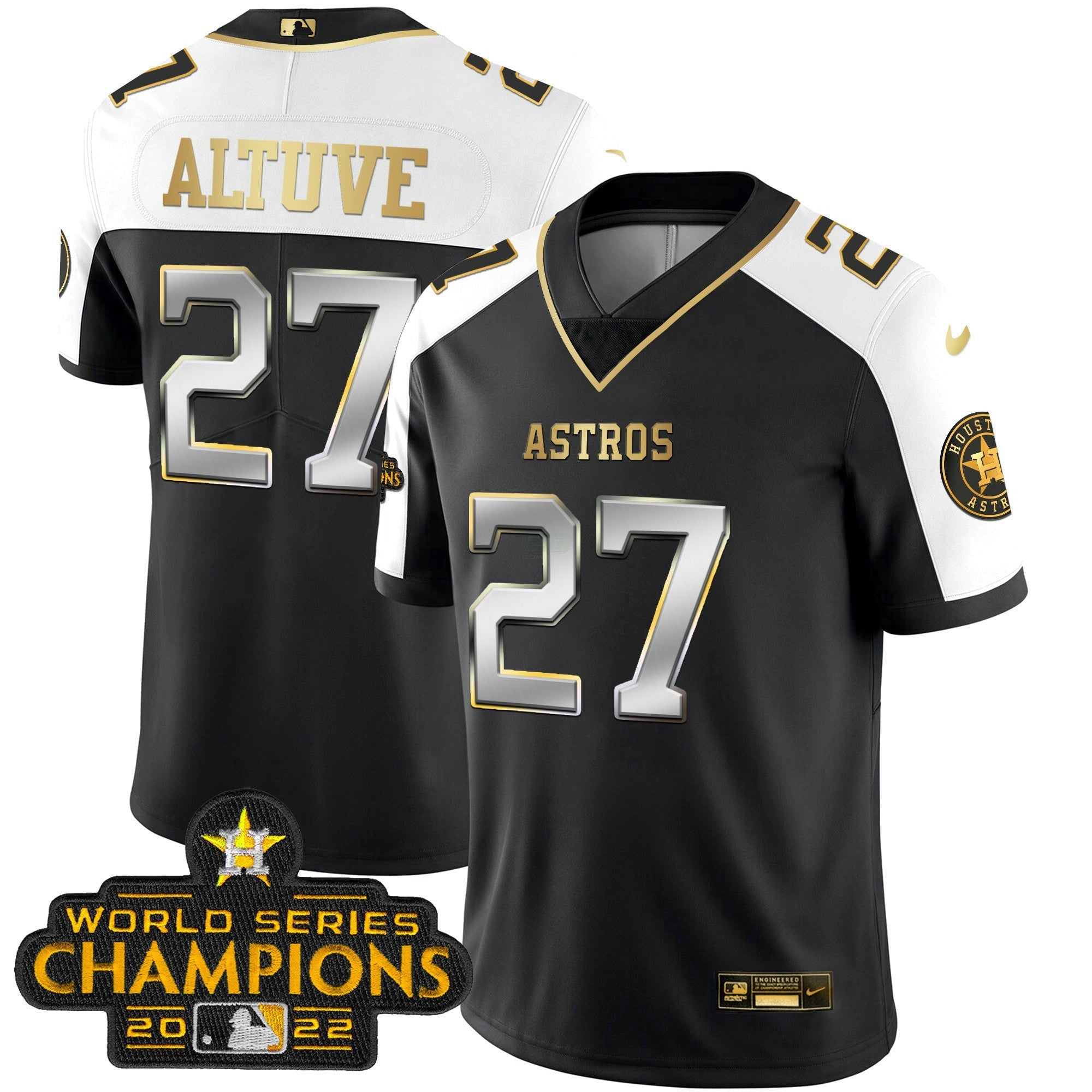 Camisa MLB Houston 2023 Champions Patch Vapor Dourada Jersey